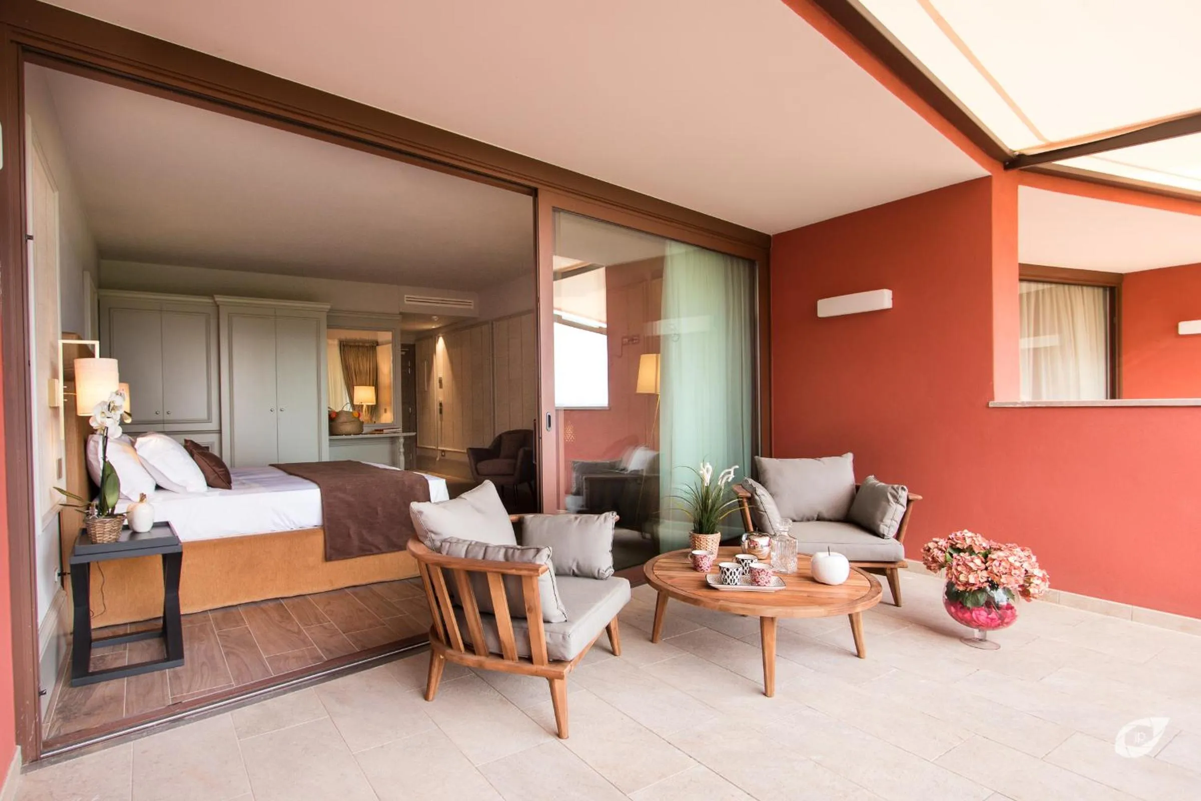 Balcony/Terrace, Bed in Buonamico Wine Resort