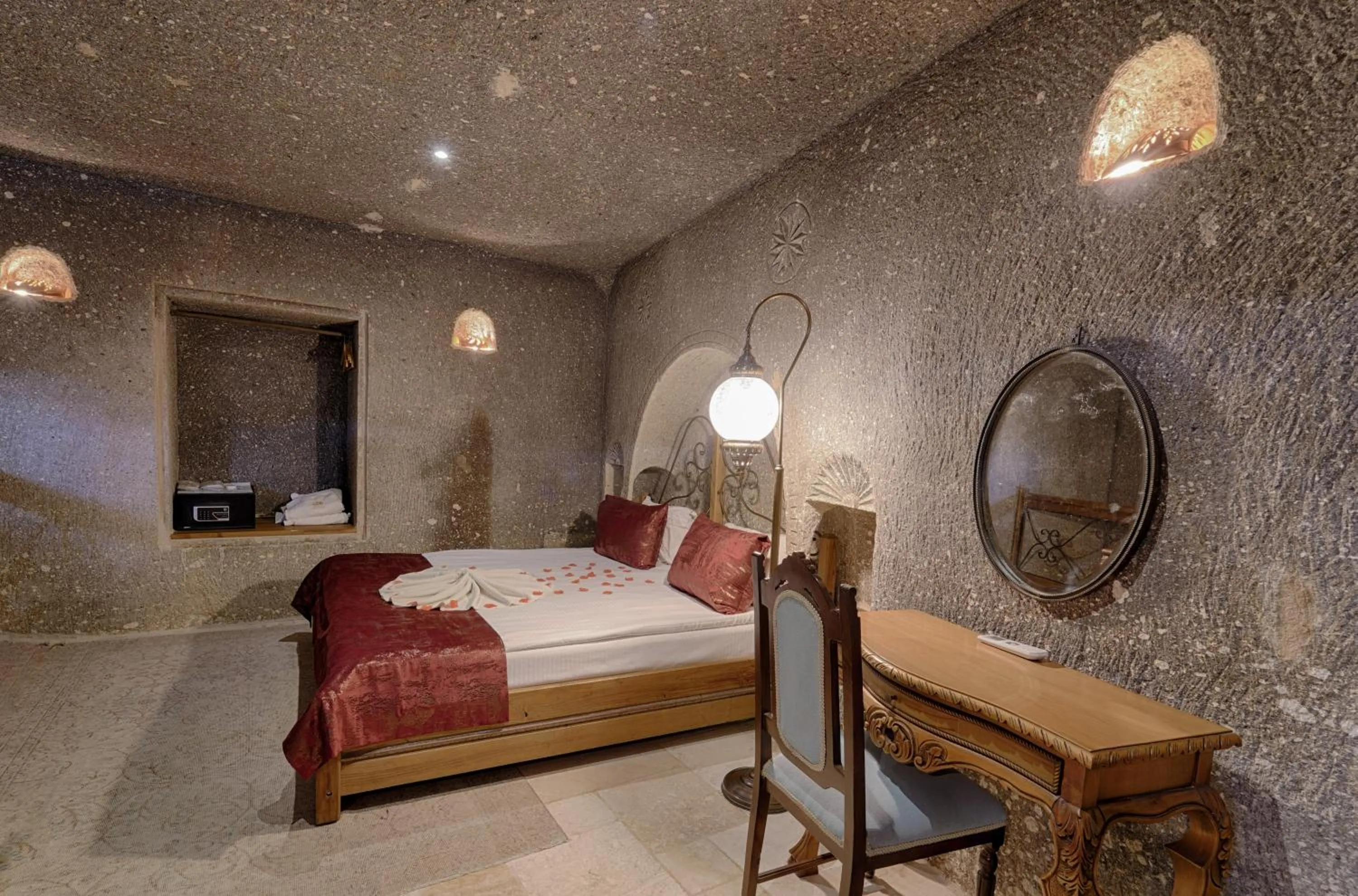 Bed in Hera Cave Suites
