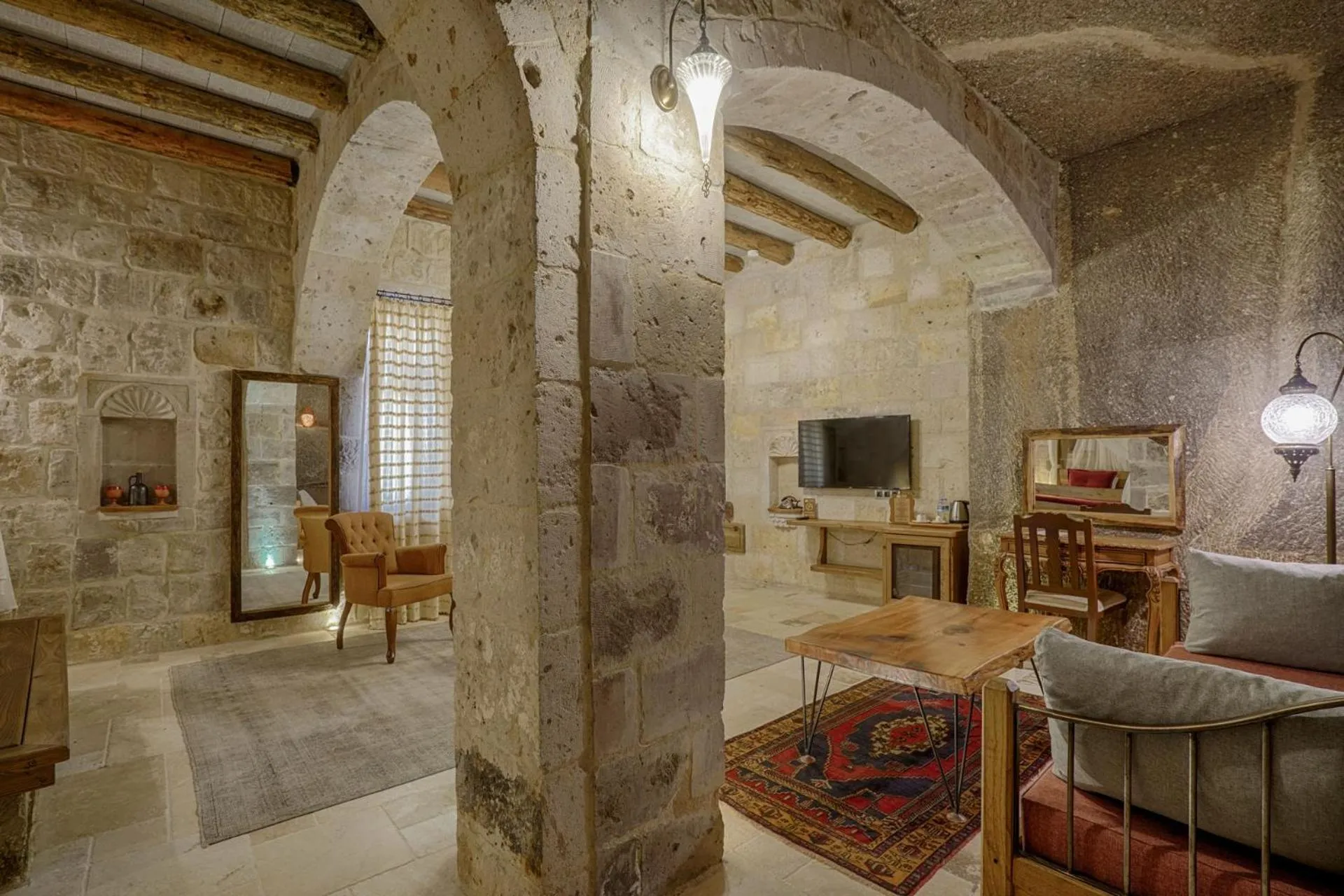 Living room in Hera Cave Suites