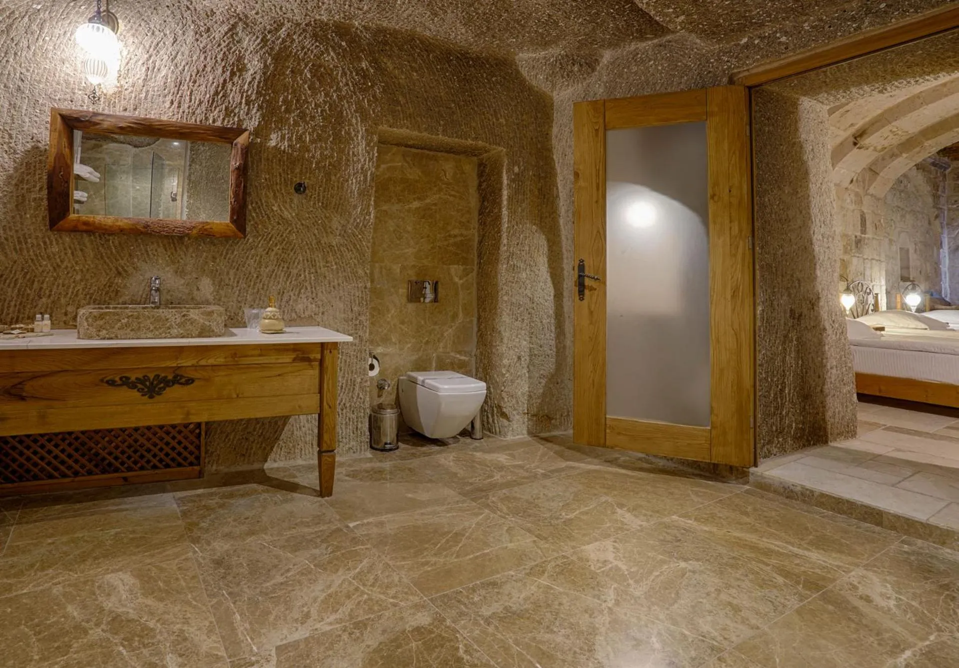 Bathroom in Hera Cave Suites