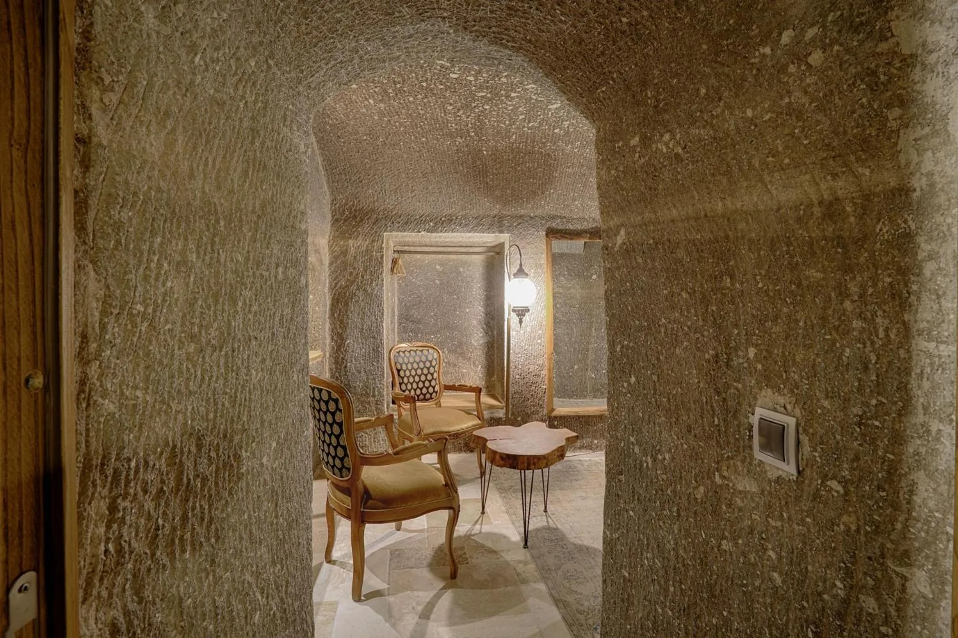 Seating area in Hera Cave Suites