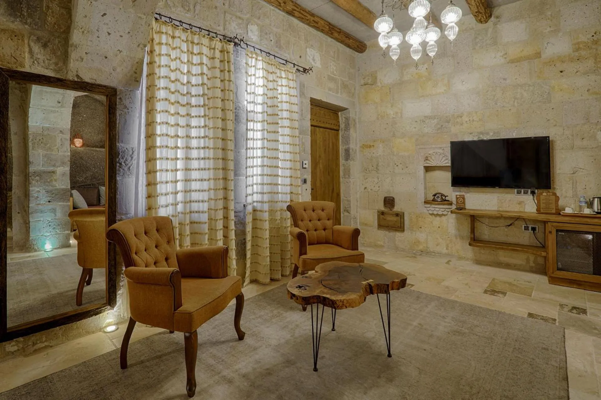 Living room in Hera Cave Suites