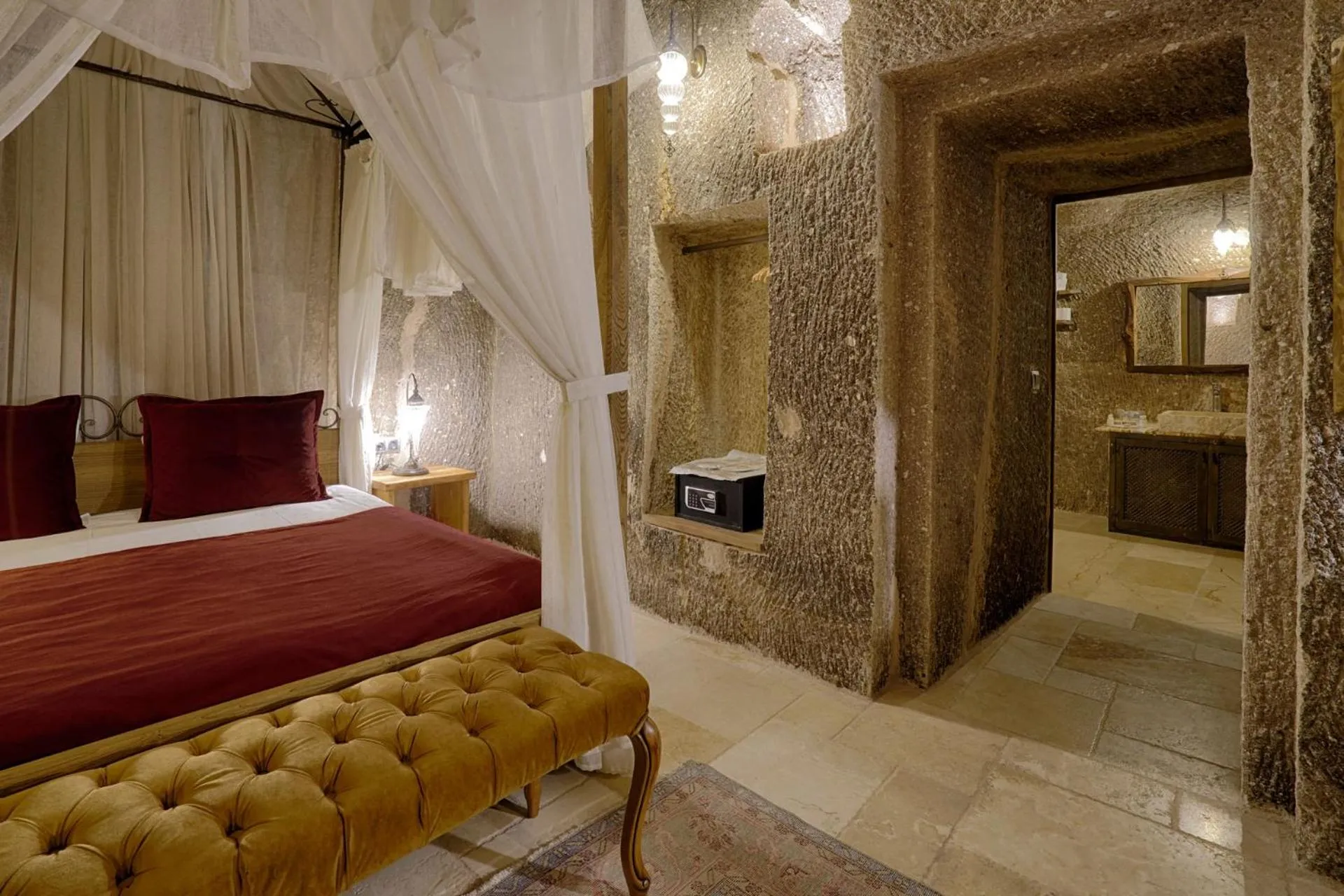 Bed in Hera Cave Suites