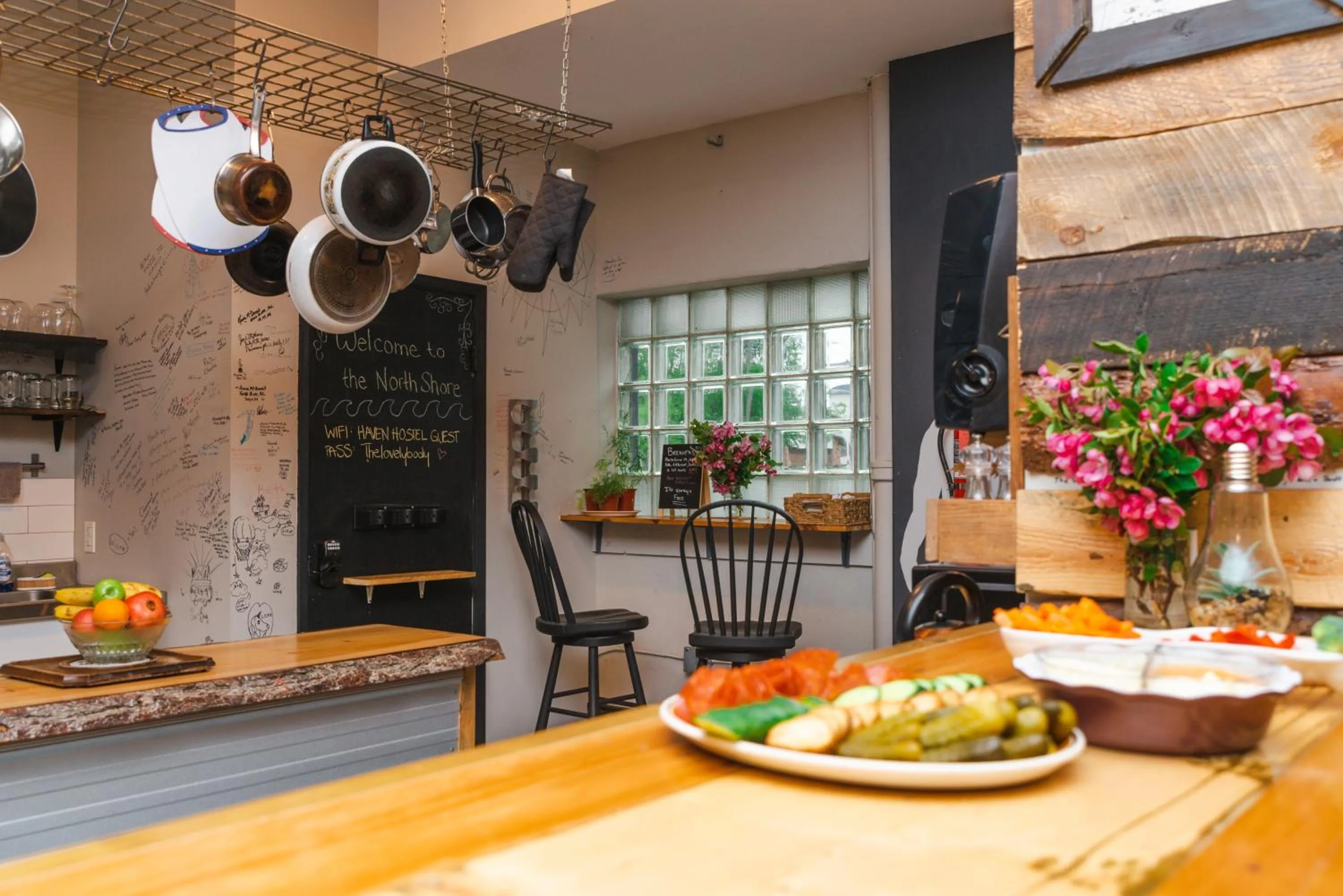 Communal kitchen in The Haven Hostel