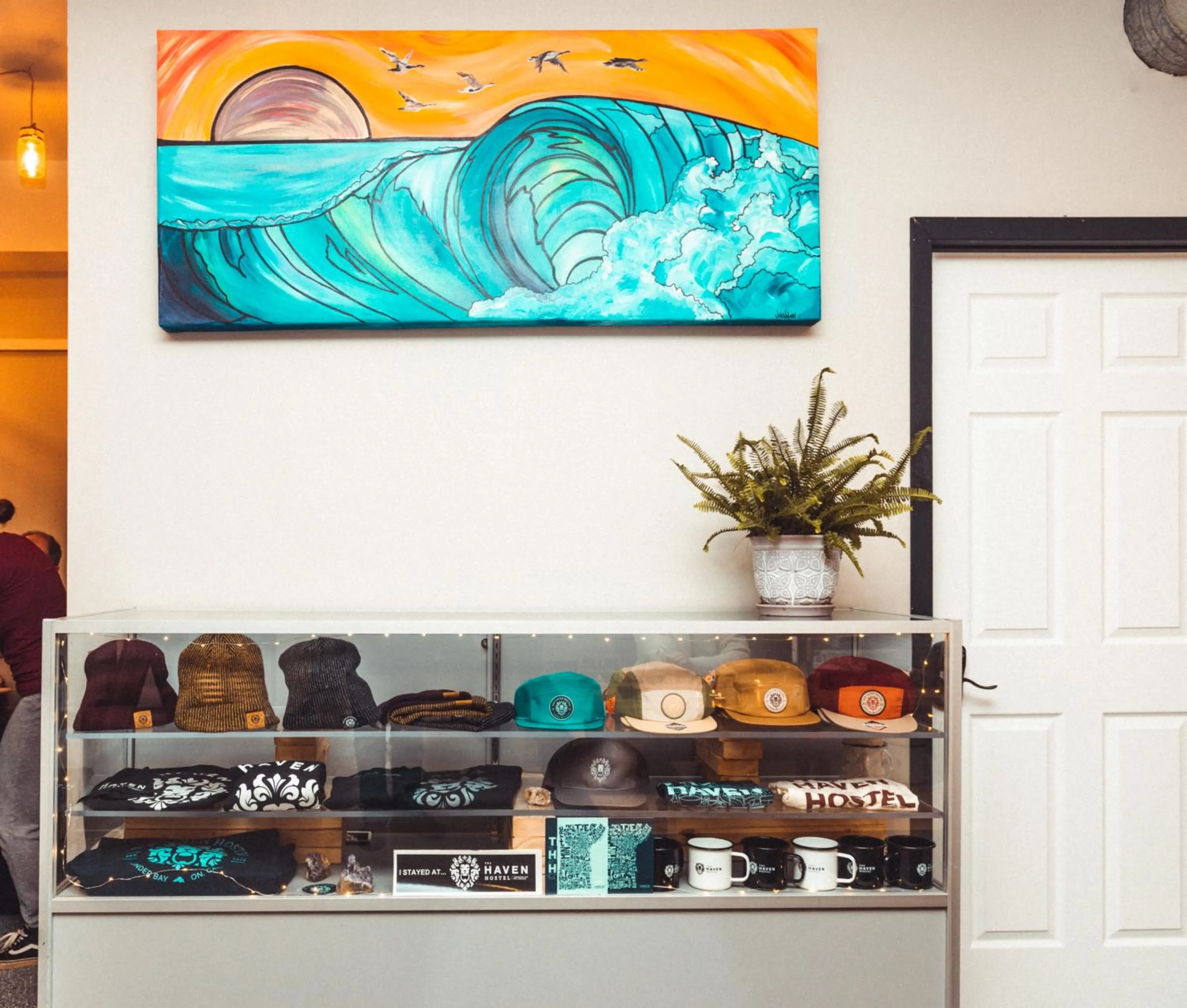 Communal lounge/ TV room in The Haven Hostel