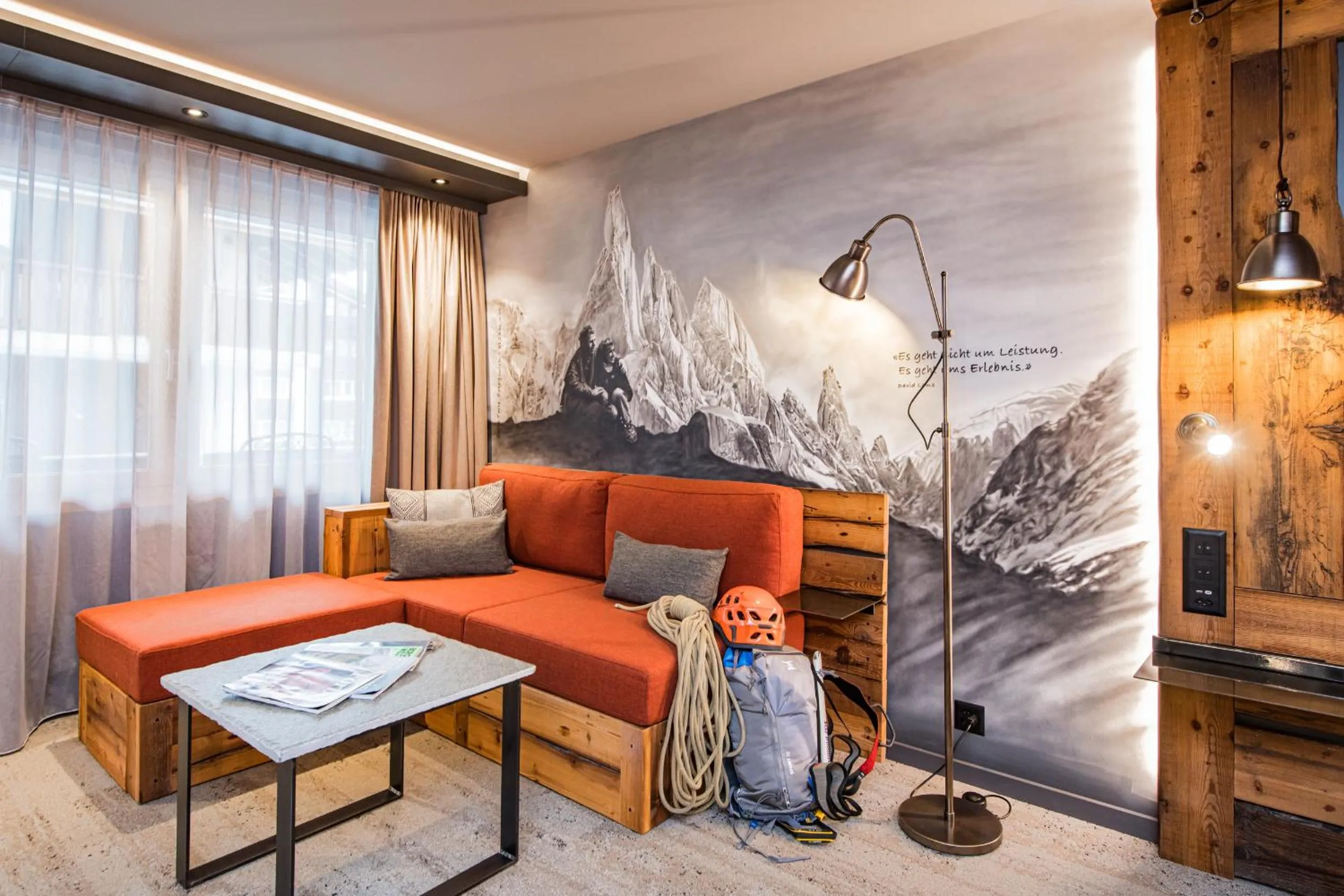 Seating area in BaseCamp Hotel