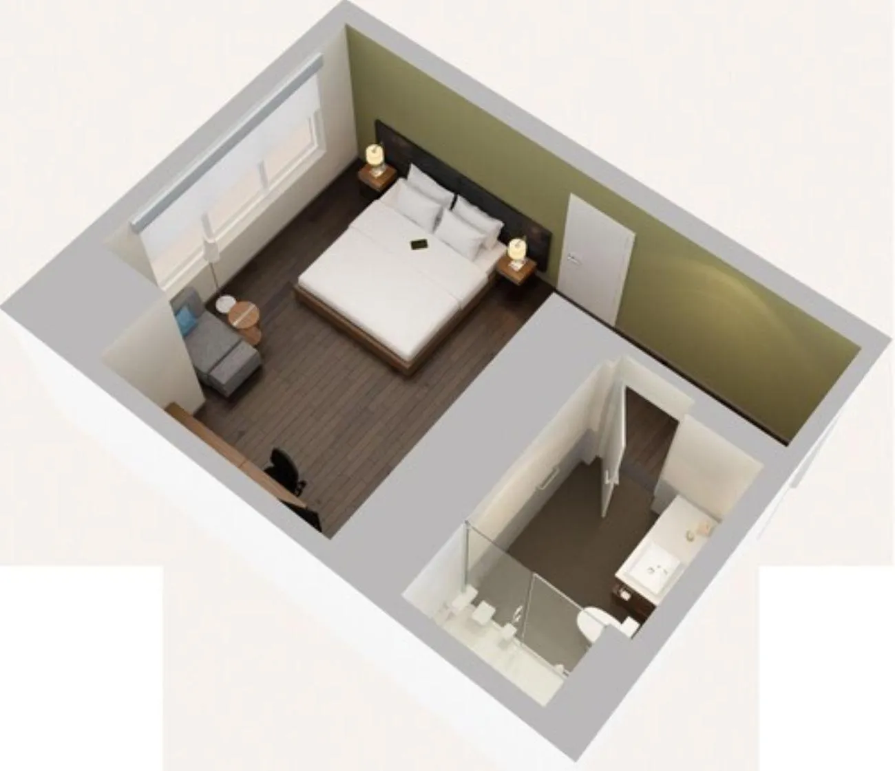 Bathroom, Bed in Element Miami International Airport