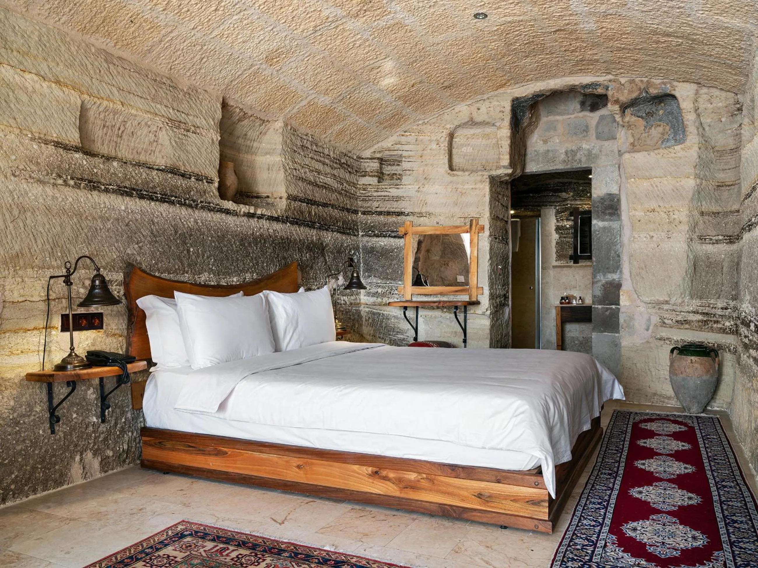 Bed in Kelebek Cave Hotel
