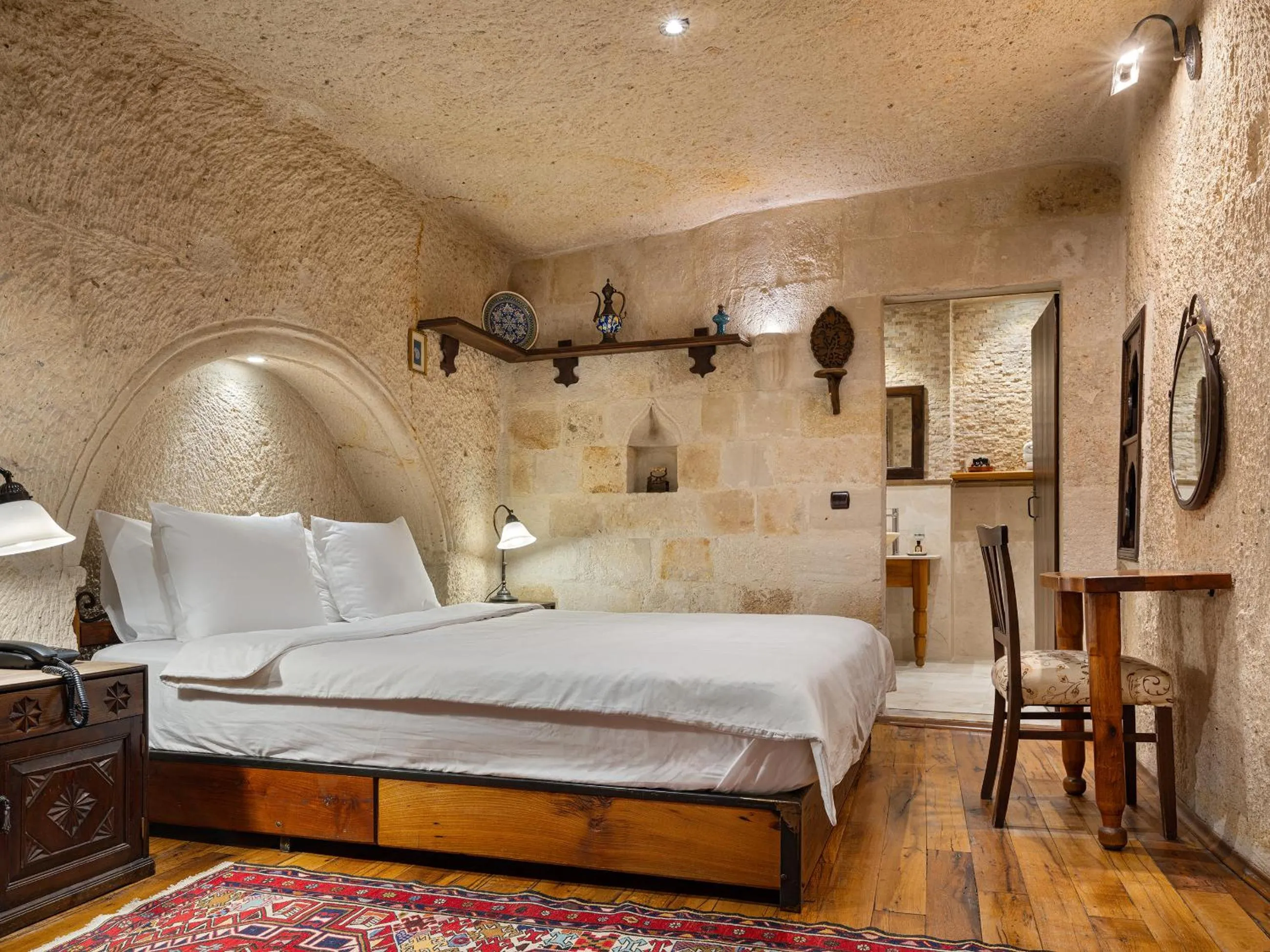 Bed in Kelebek Cave Hotel