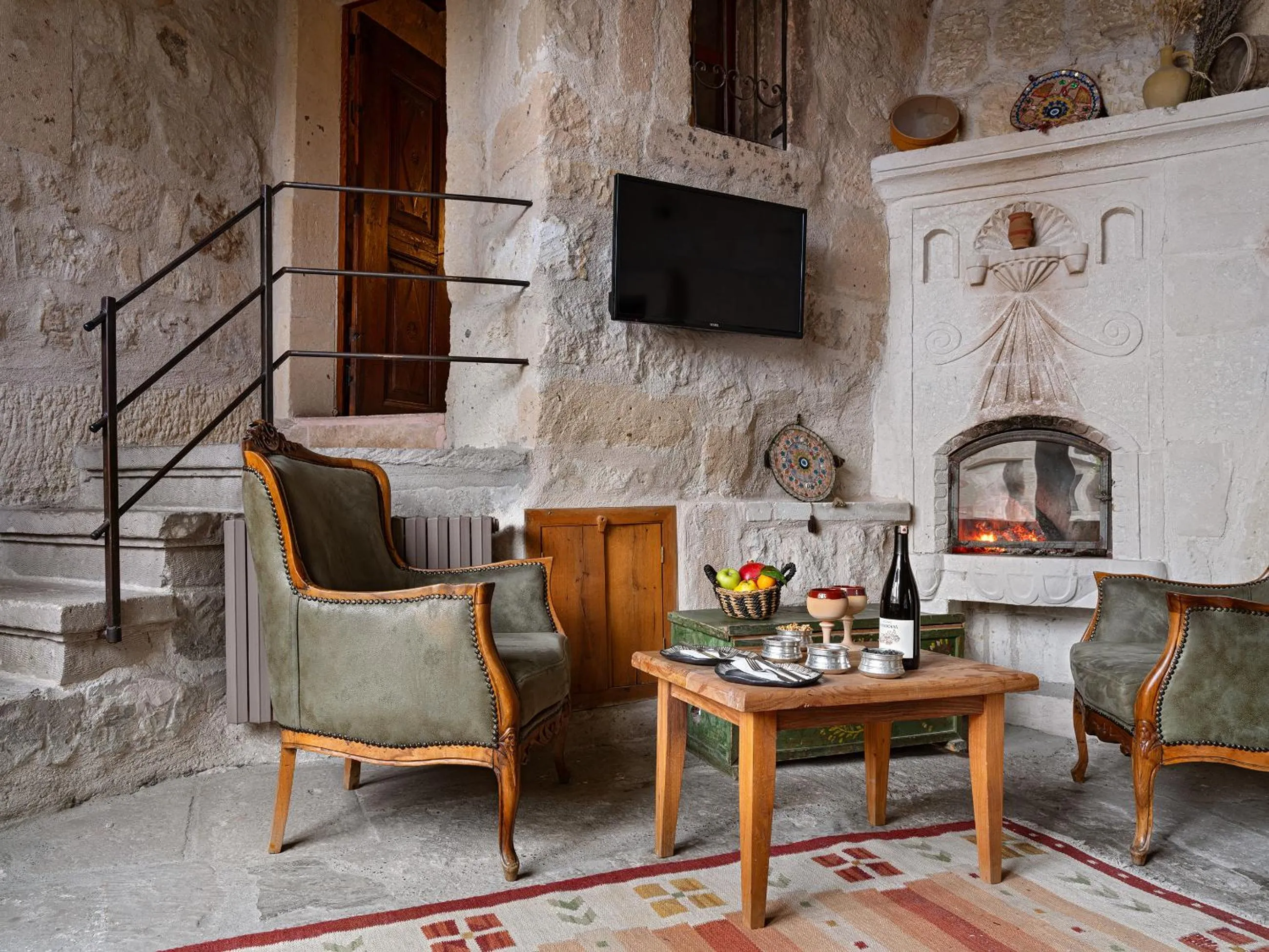 Seating area in Kelebek Cave Hotel