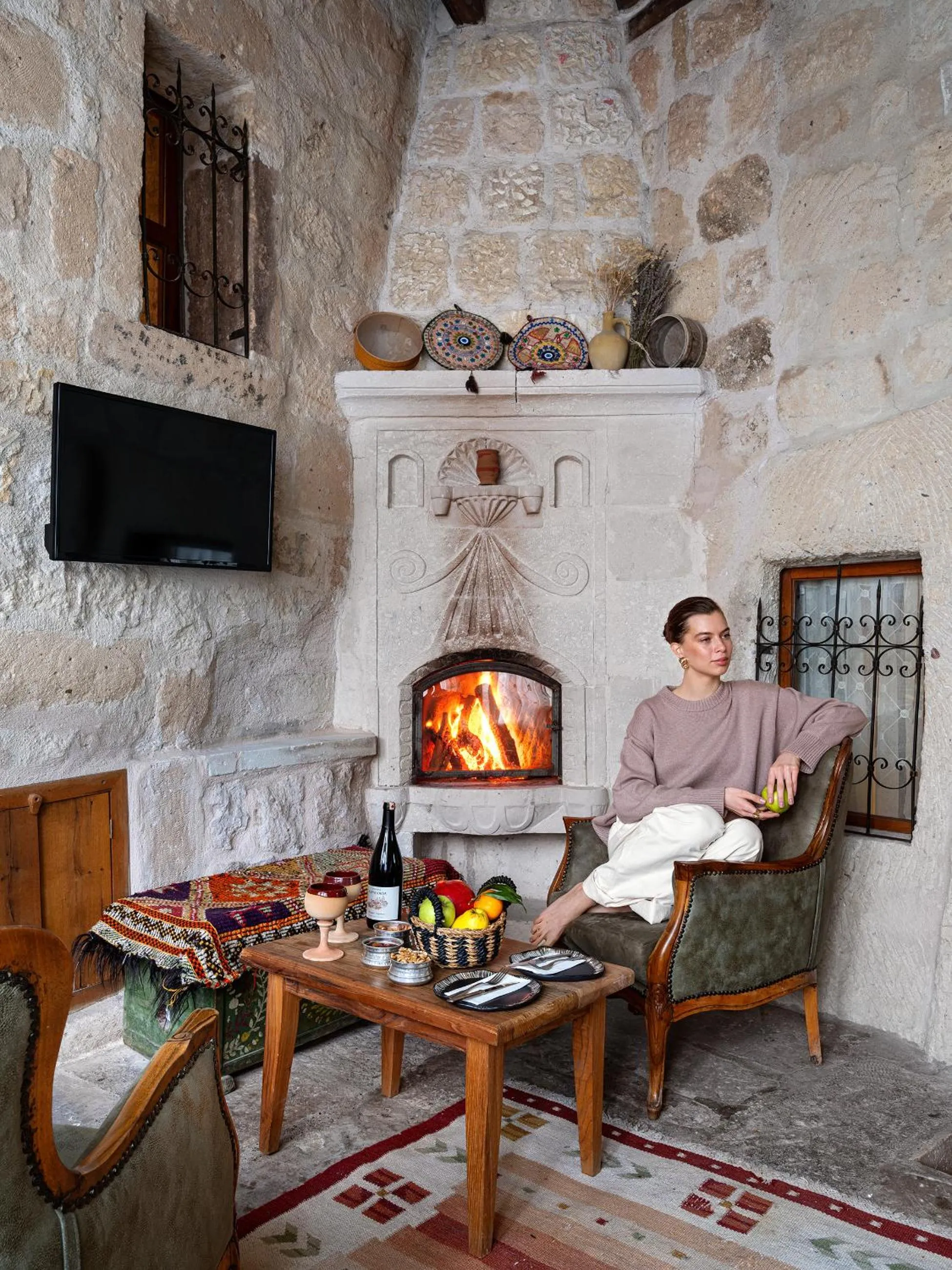 Seating area in Kelebek Cave Hotel