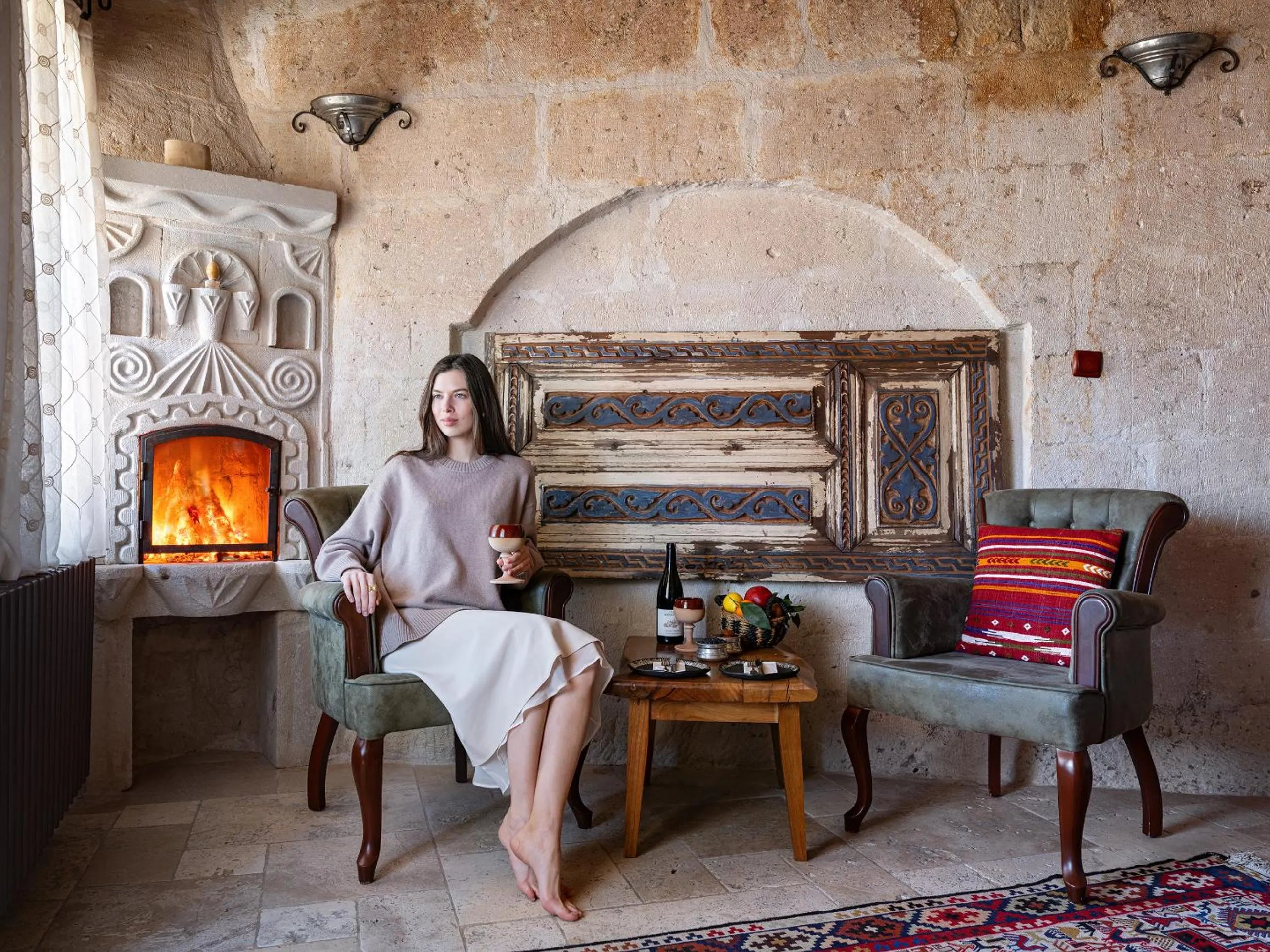 Seating area in Kelebek Cave Hotel