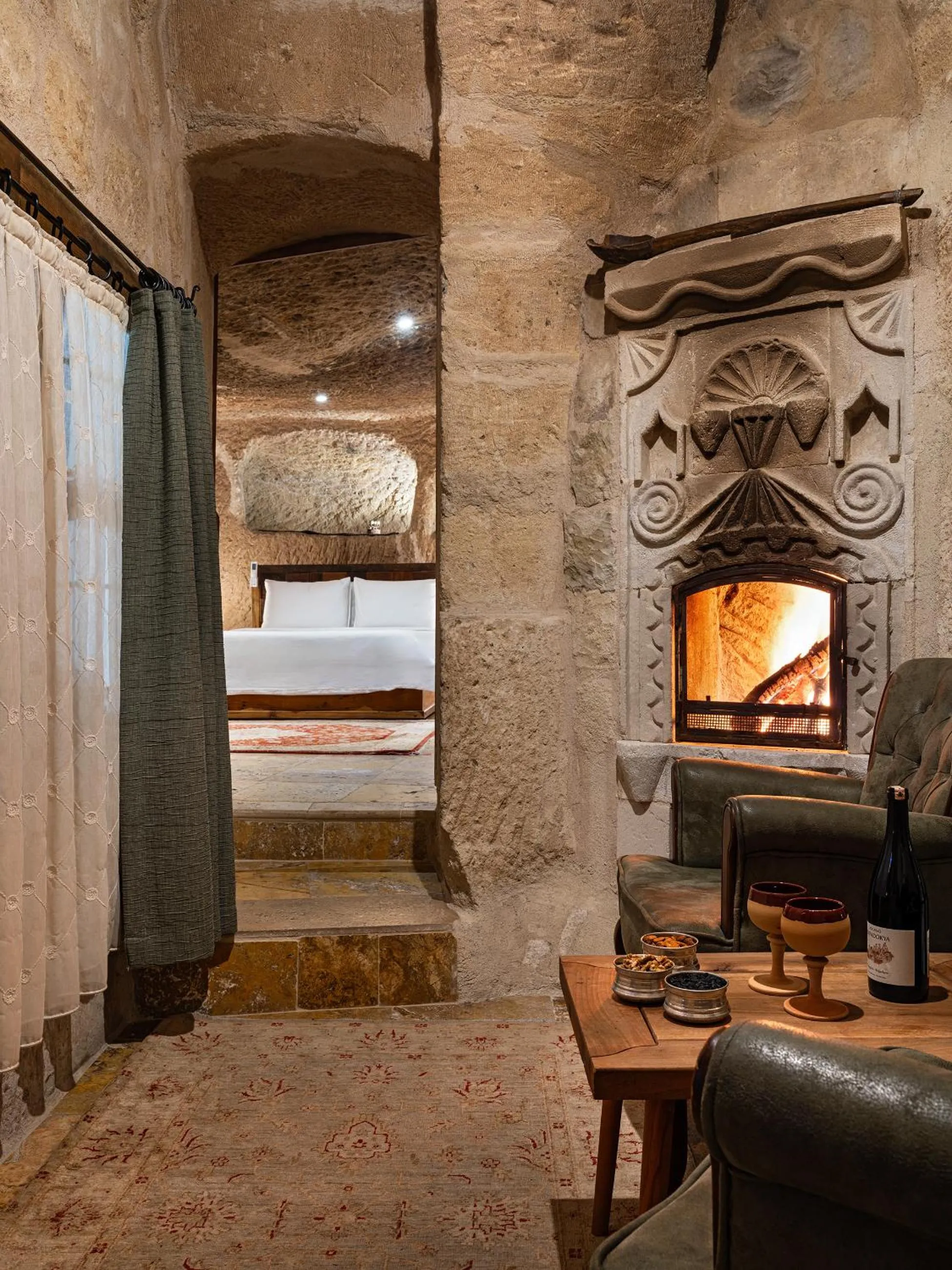 Bed in Kelebek Cave Hotel
