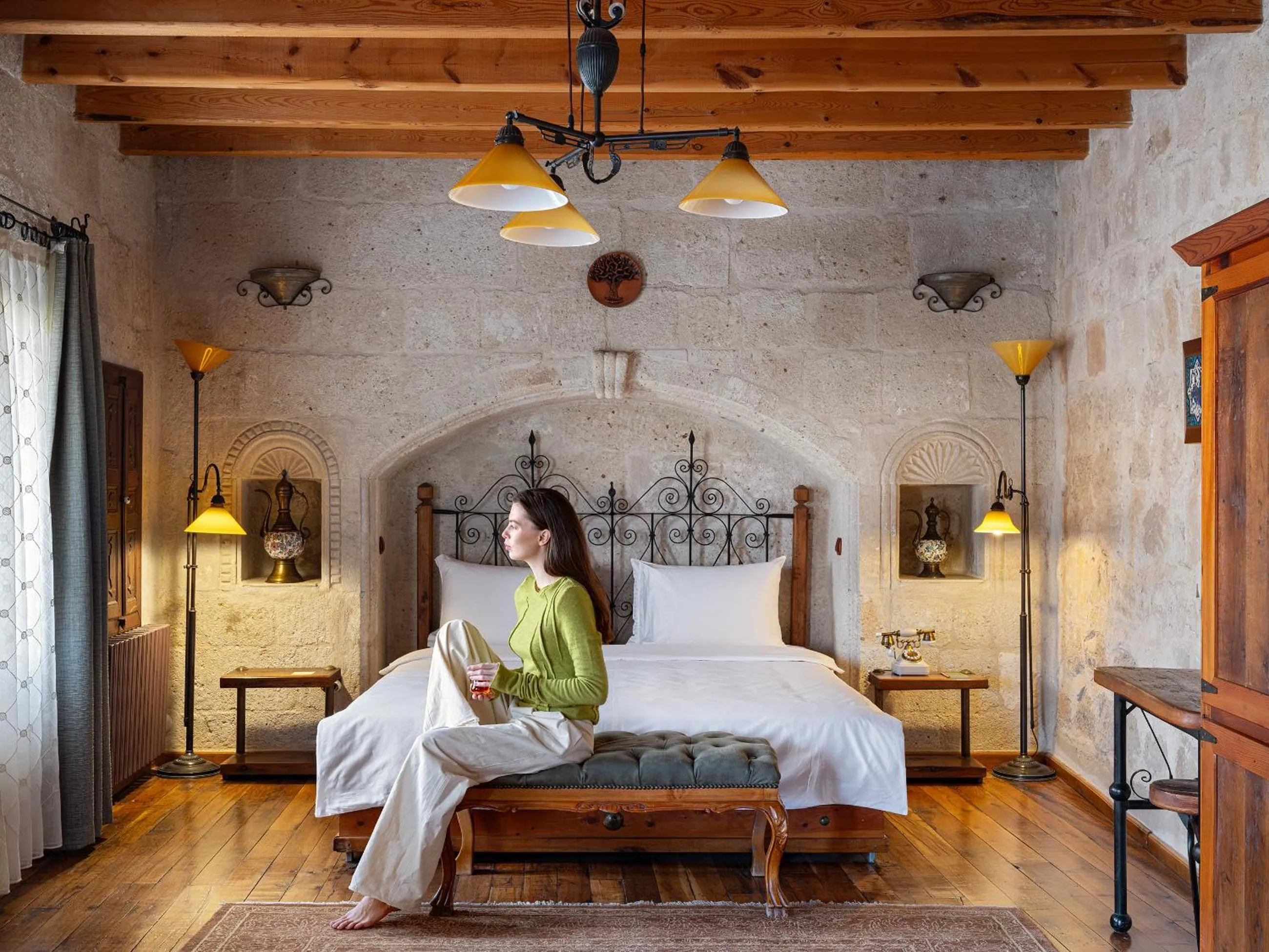 Bed in Kelebek Cave Hotel