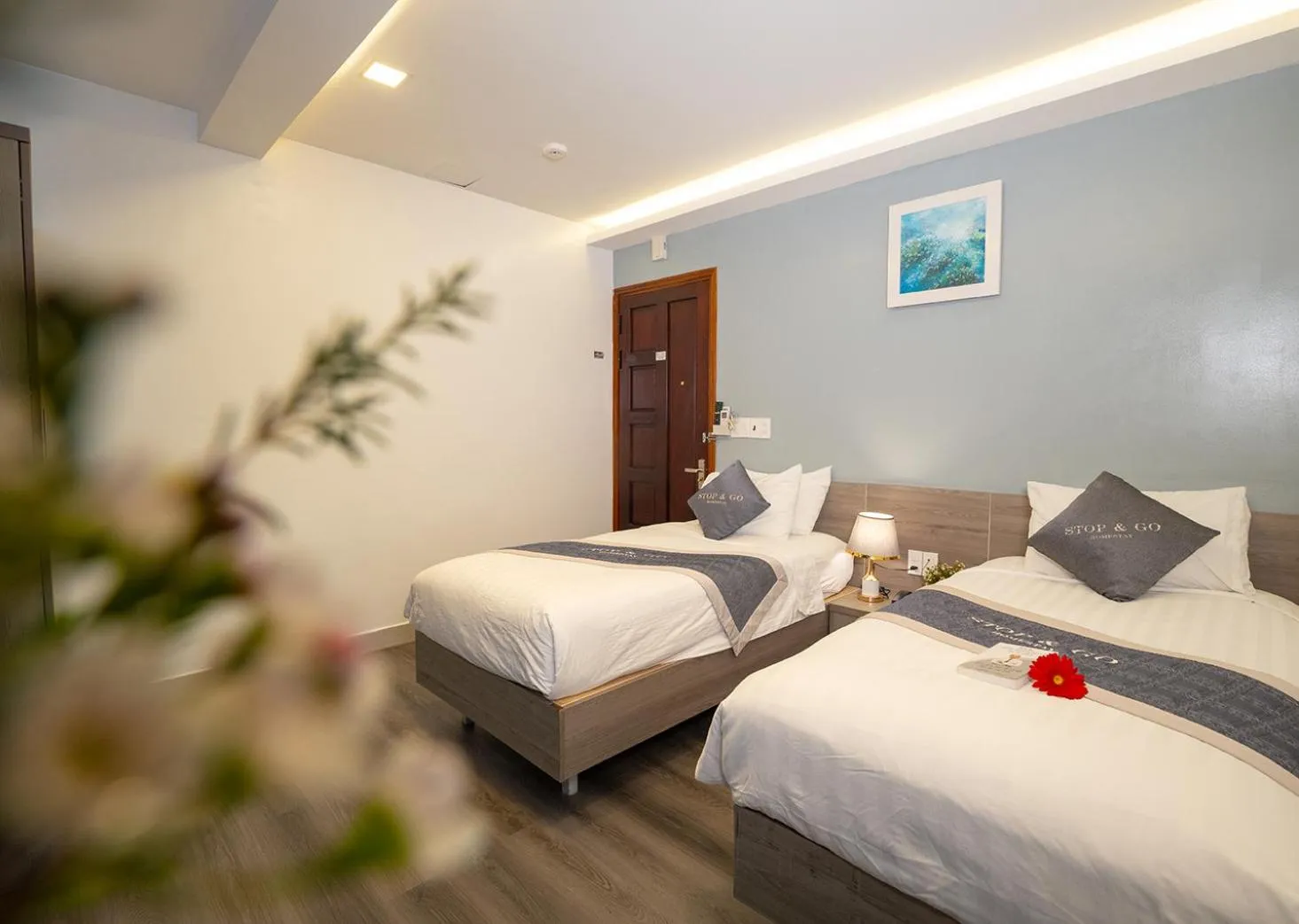 Bed in Stop and Go Boutique Homestay Hue