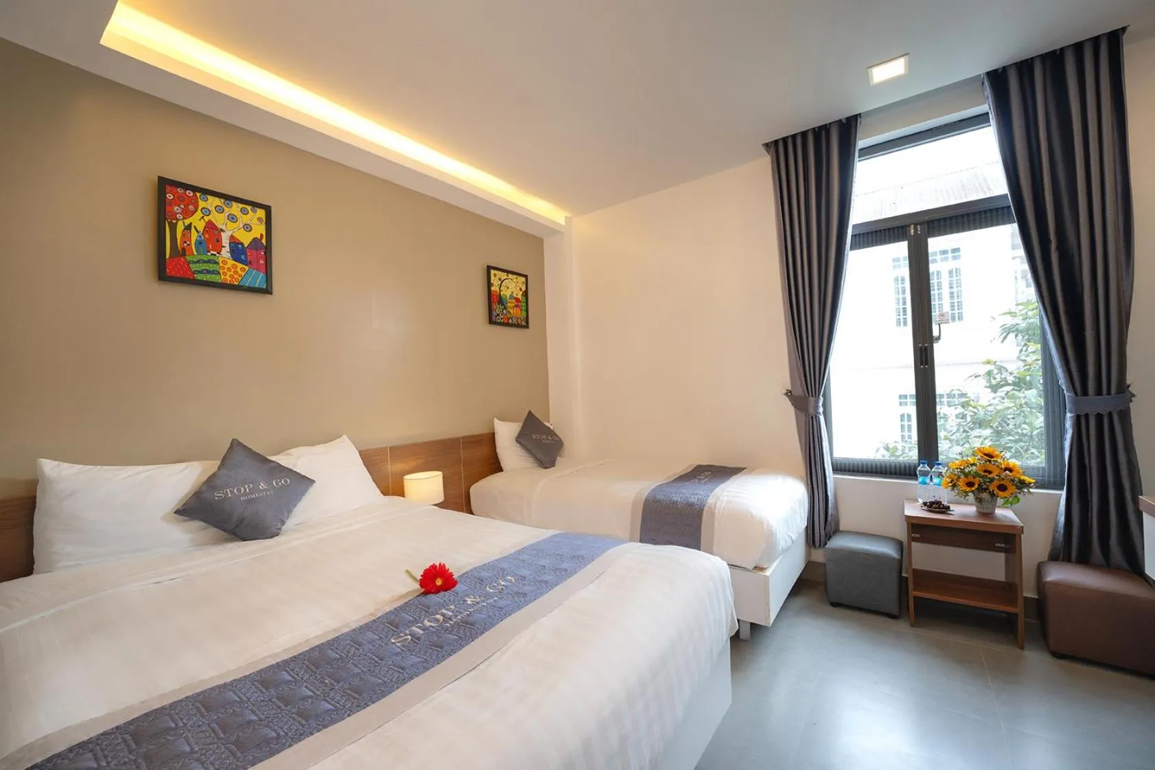 City view, Bed in Stop and Go Boutique Homestay Hue