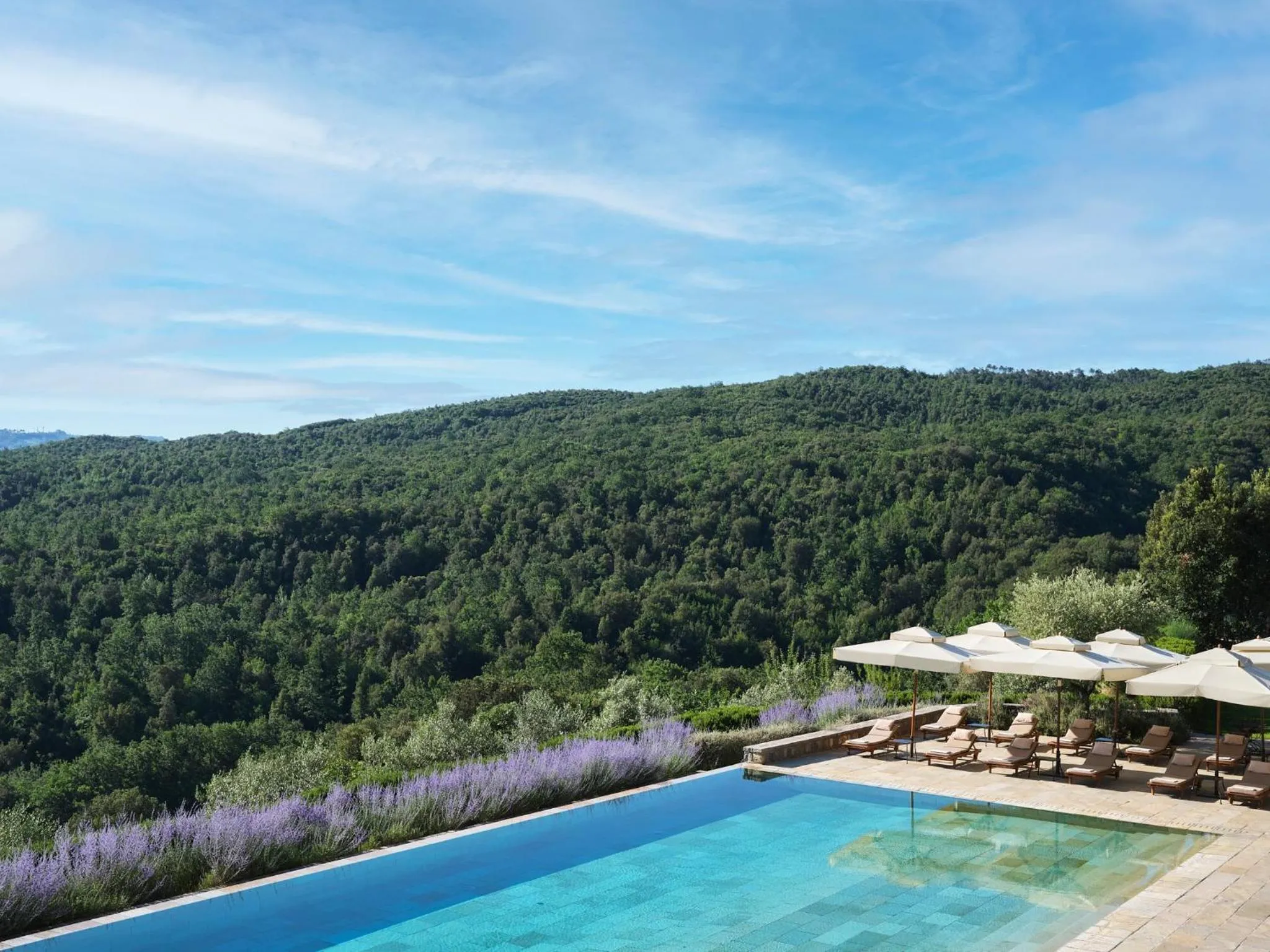 Pool view in Castiglion del Bosco, A Rosewood Hotel