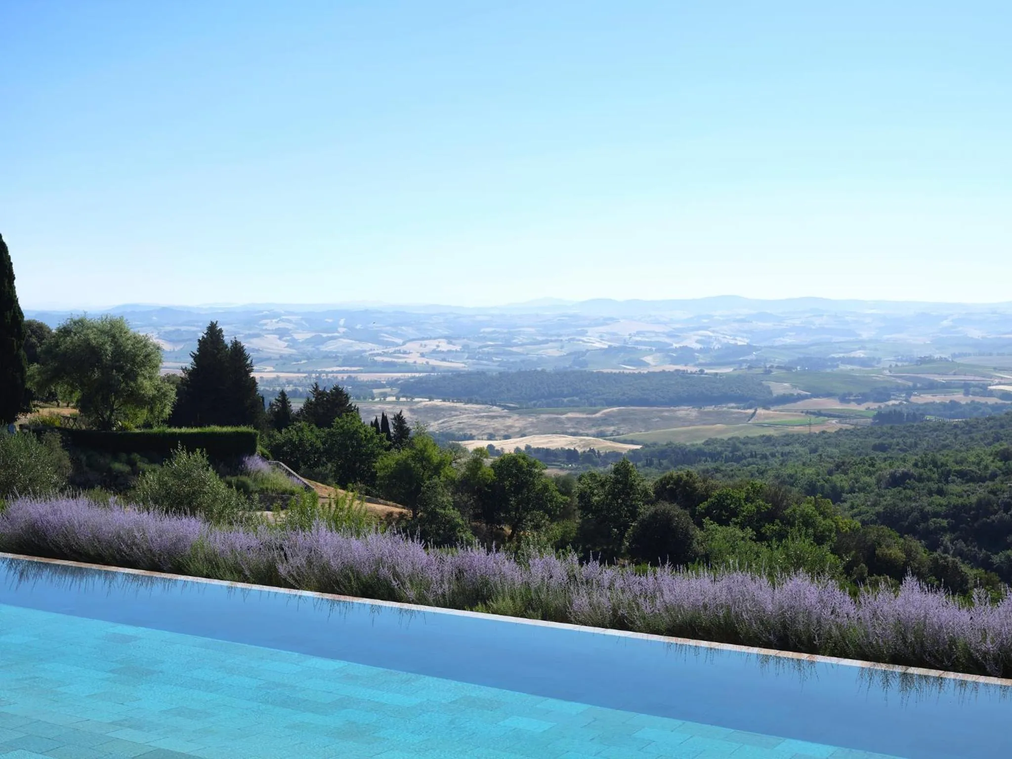 Pool view in Castiglion del Bosco, A Rosewood Hotel