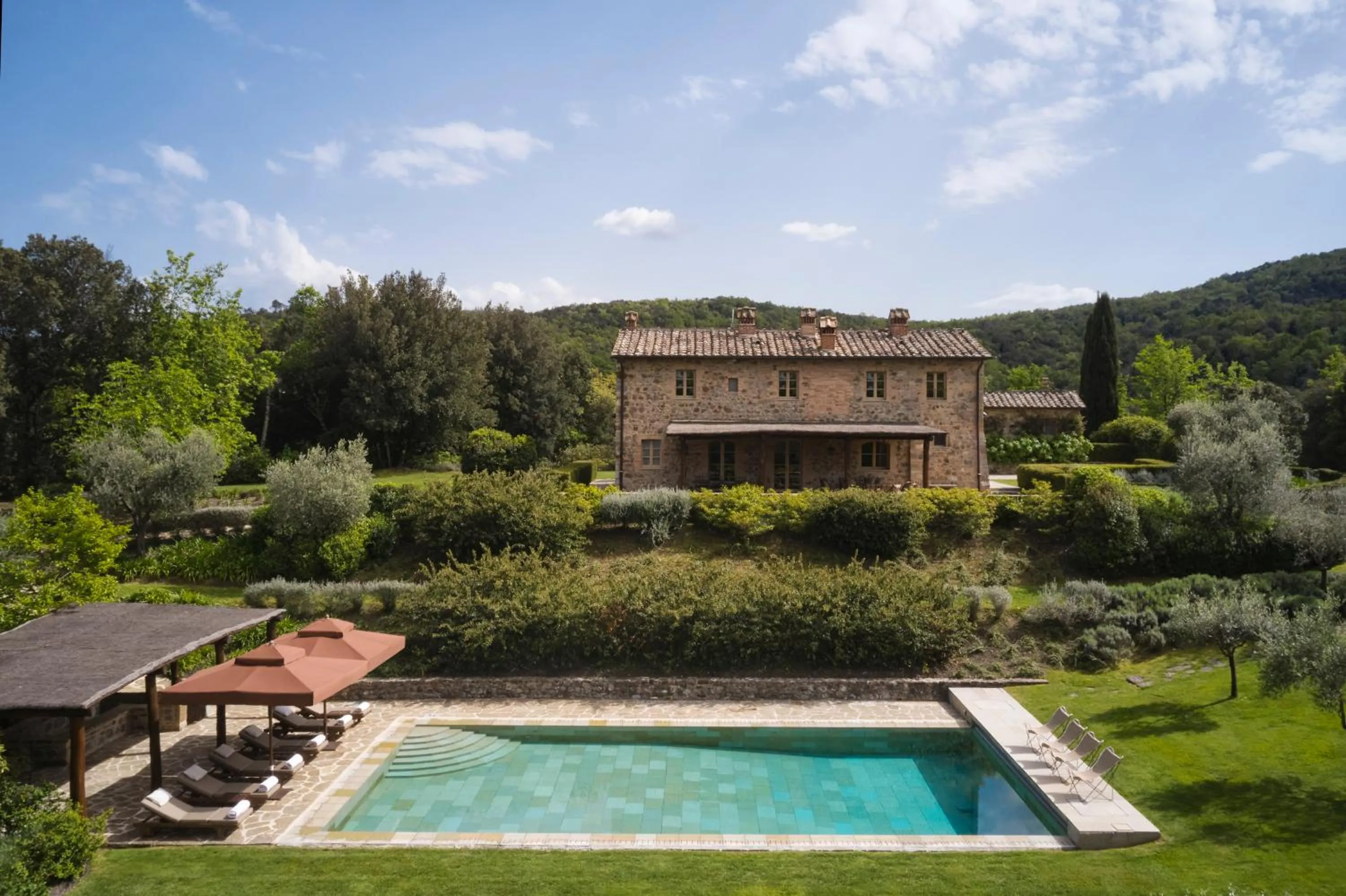 Pool view in Castiglion del Bosco, A Rosewood Hotel