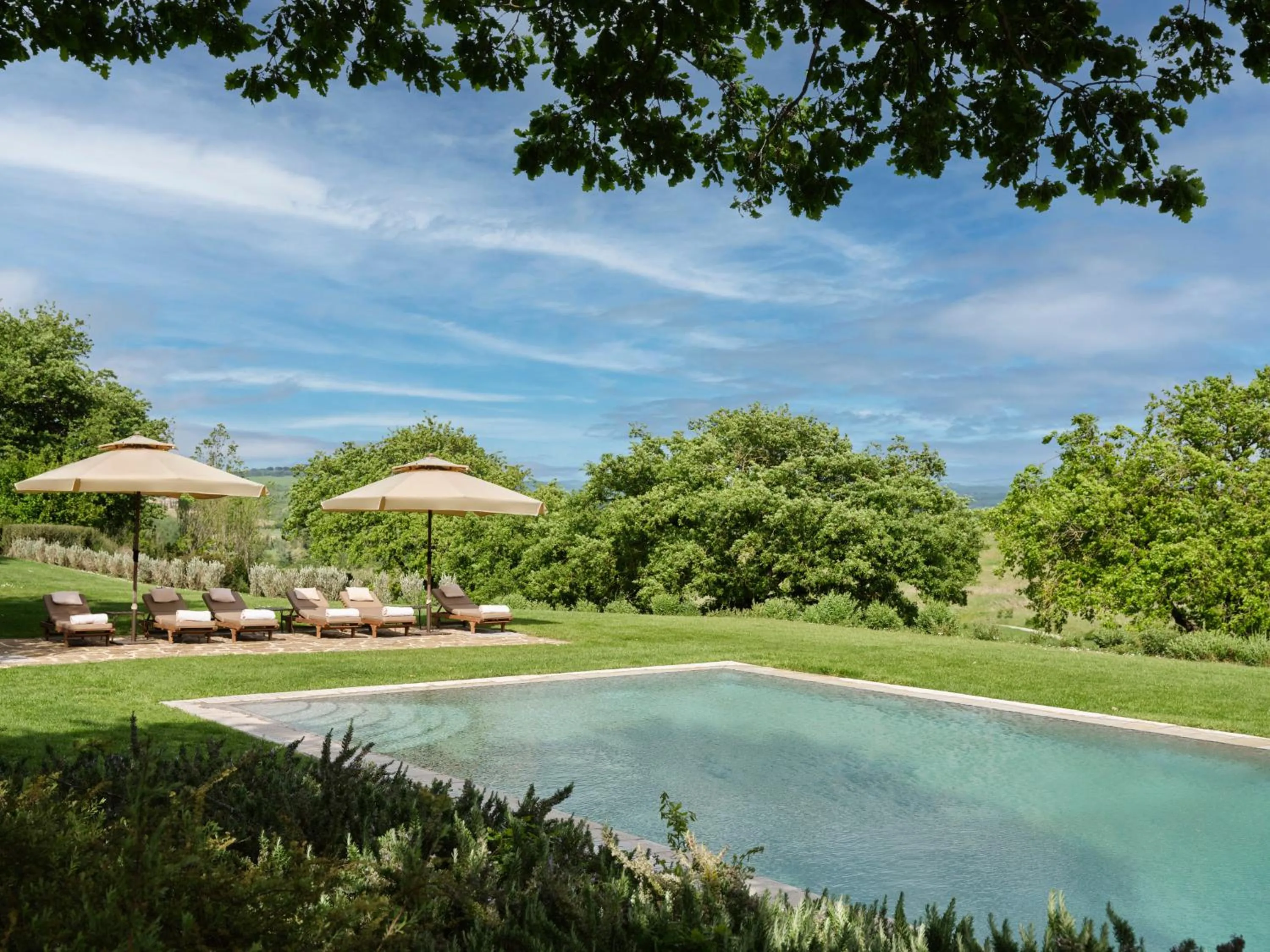 Pool view in Castiglion del Bosco, A Rosewood Hotel