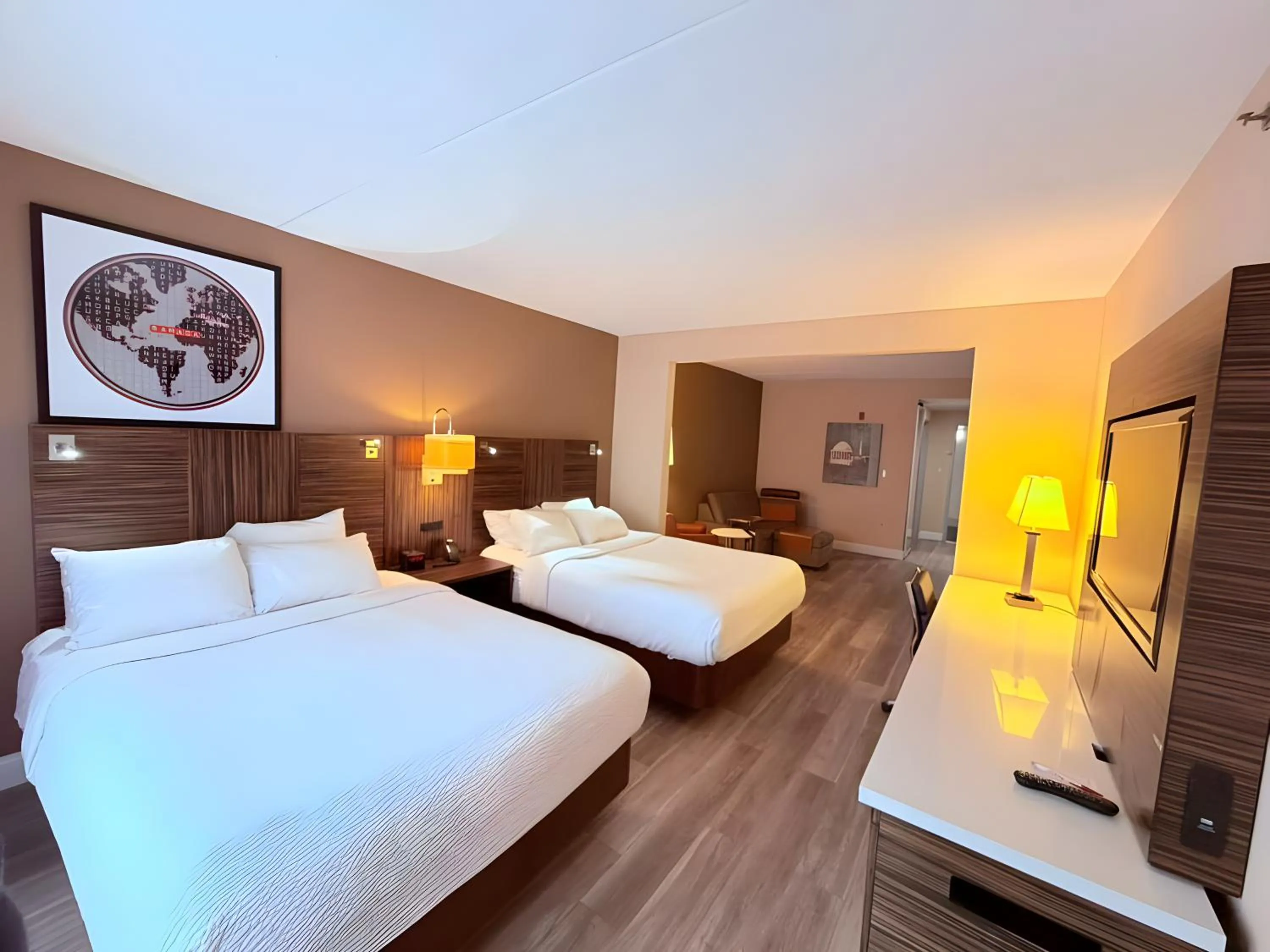 View (from property/room), Bed in Ramada by Wyndham Harrisburg/Hershey Area