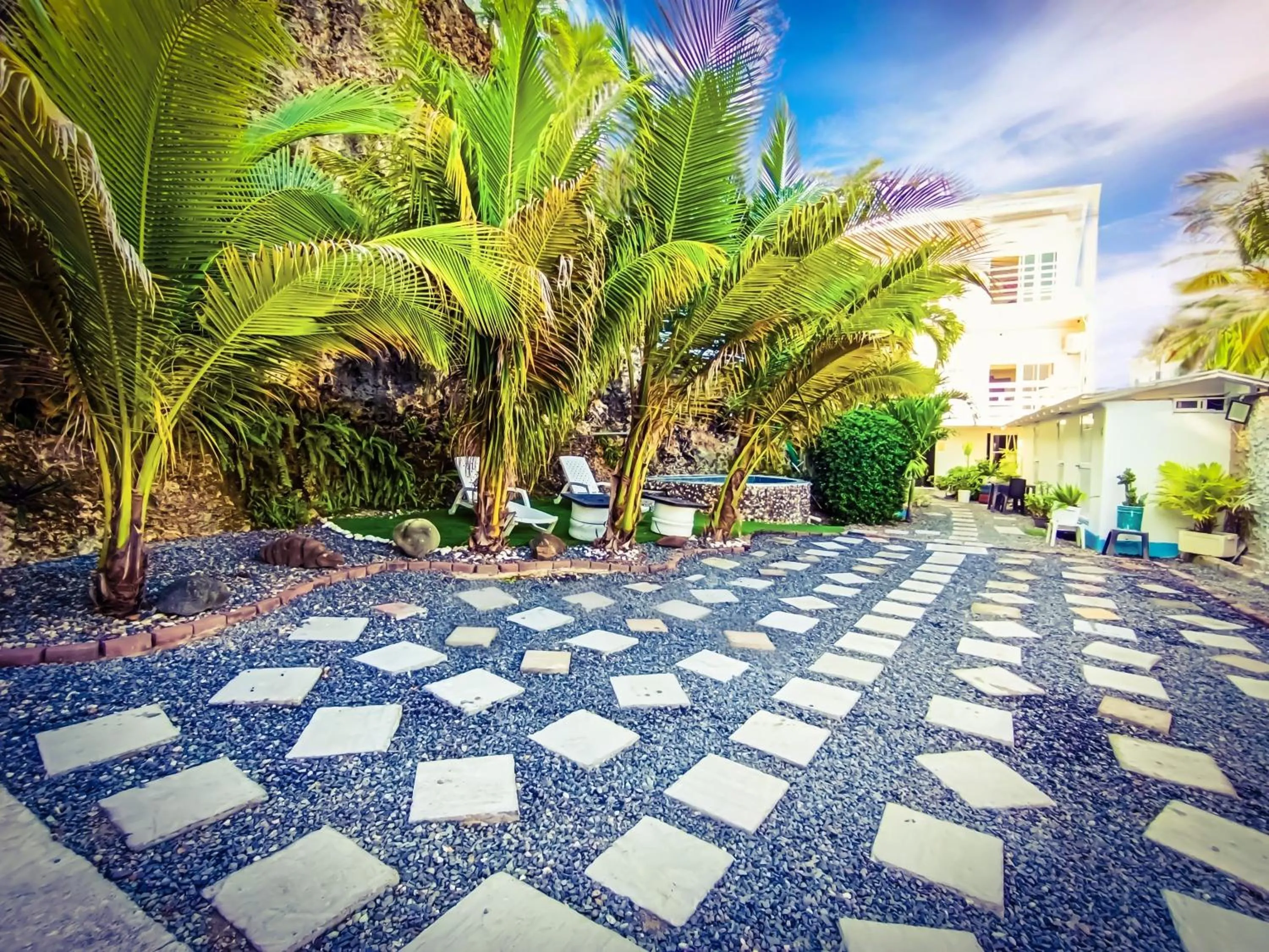 Garden view in The Rock House Eco