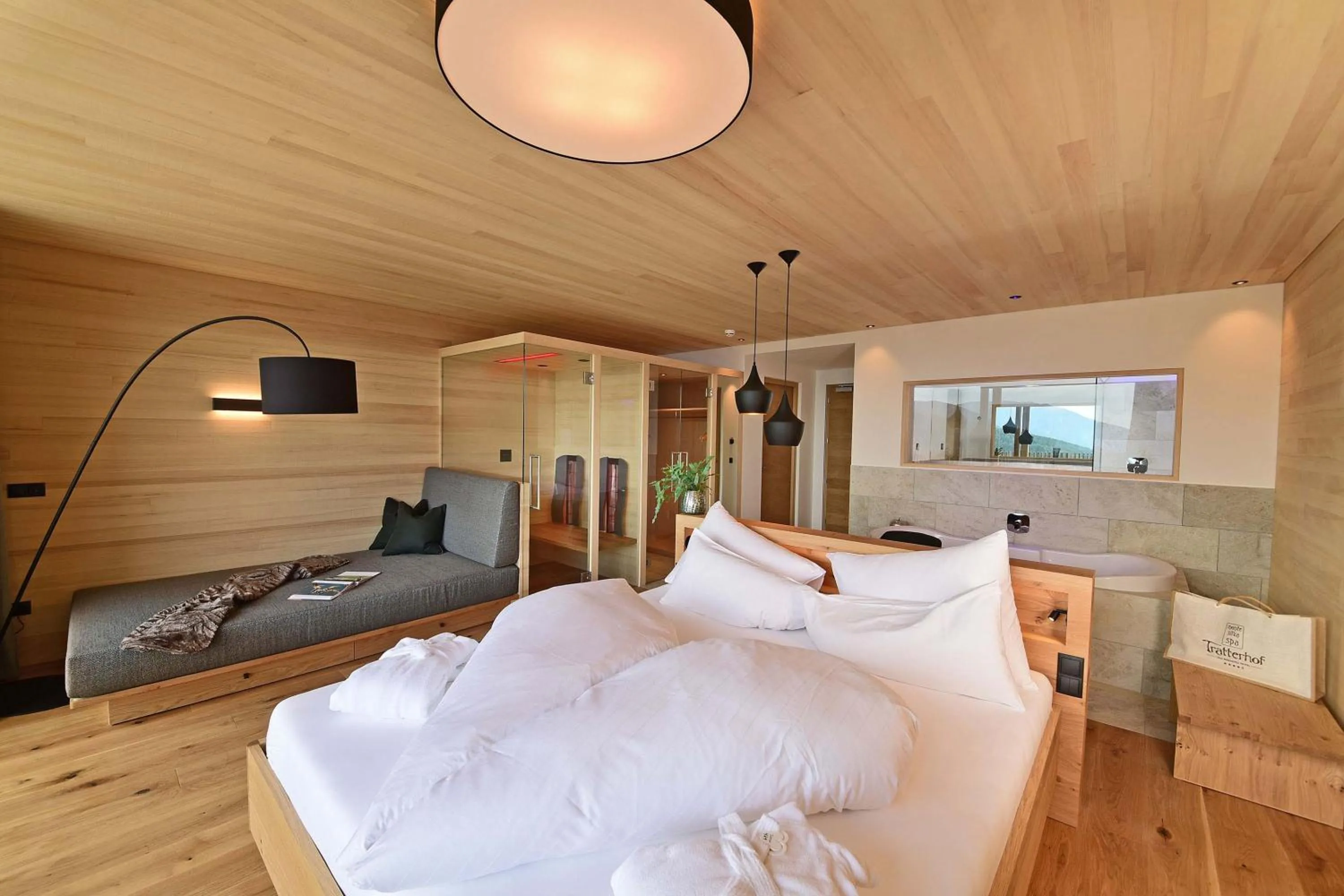 Bed in Tratterhof Mountain Sky Hotel