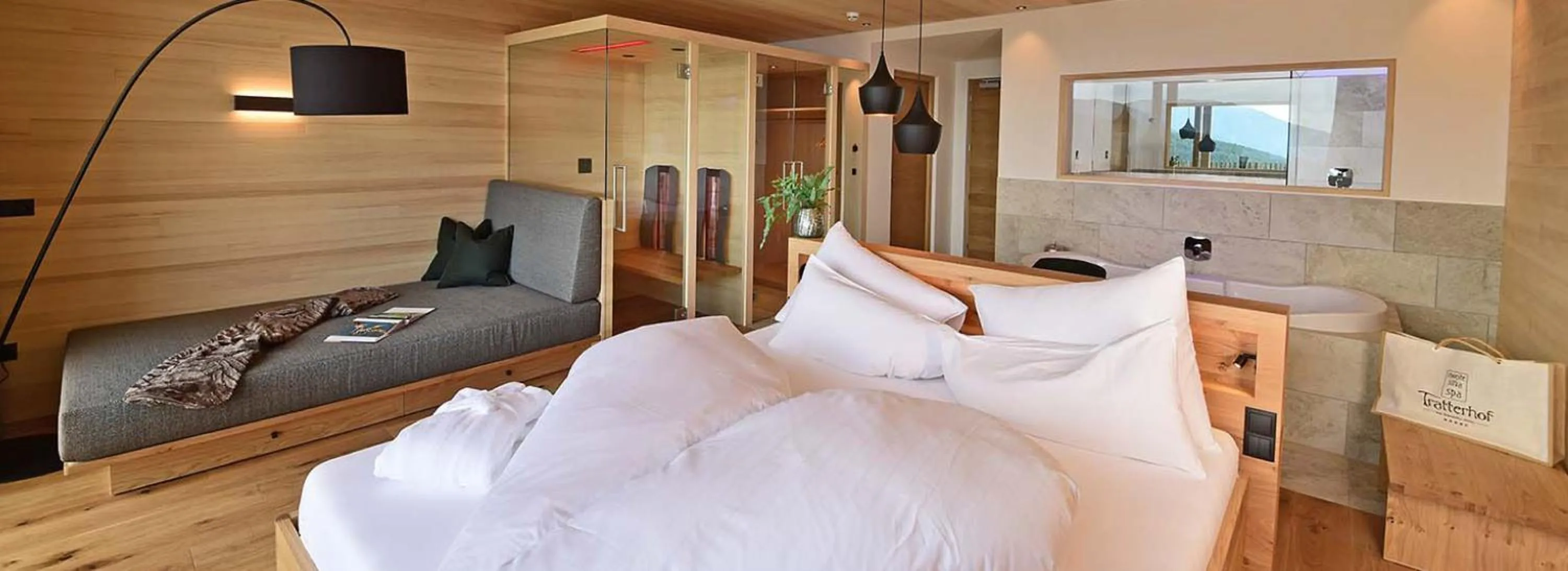 Bed in Tratterhof Mountain Sky Hotel