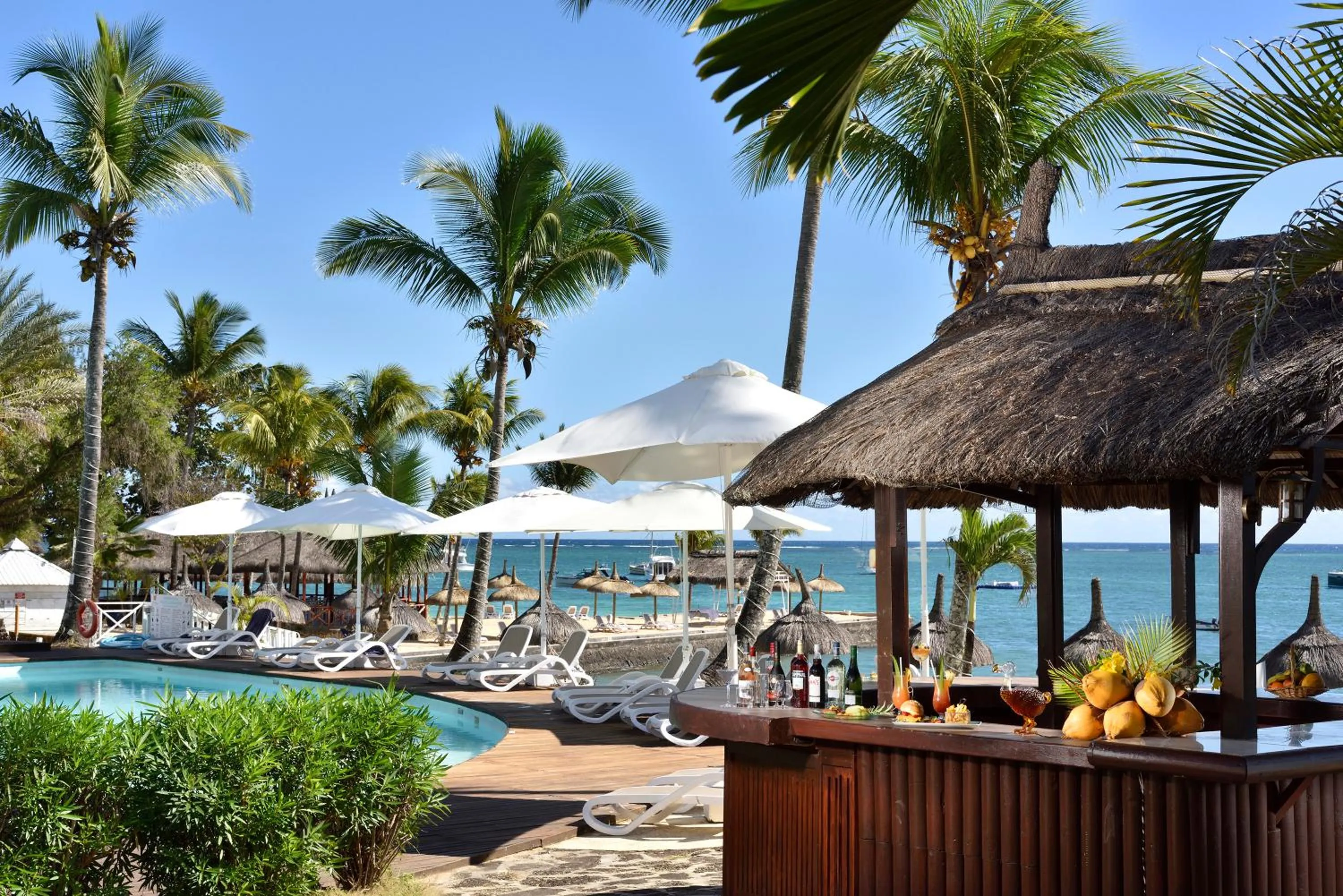Pool view in Coral Azur Beach Resort Mont Choisy
