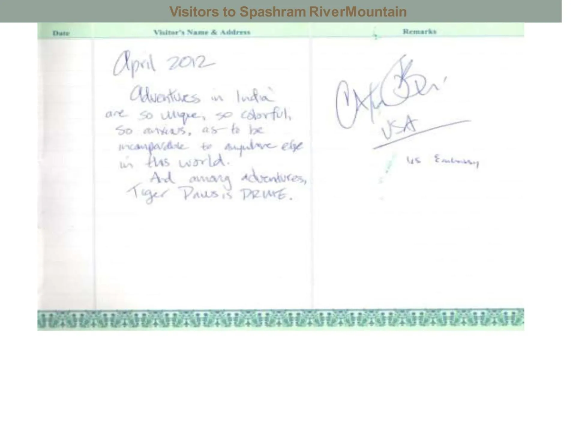 Certificate/Award in Samira's Birds & Butterflies Park-Spashram Ganga Beach Retreat