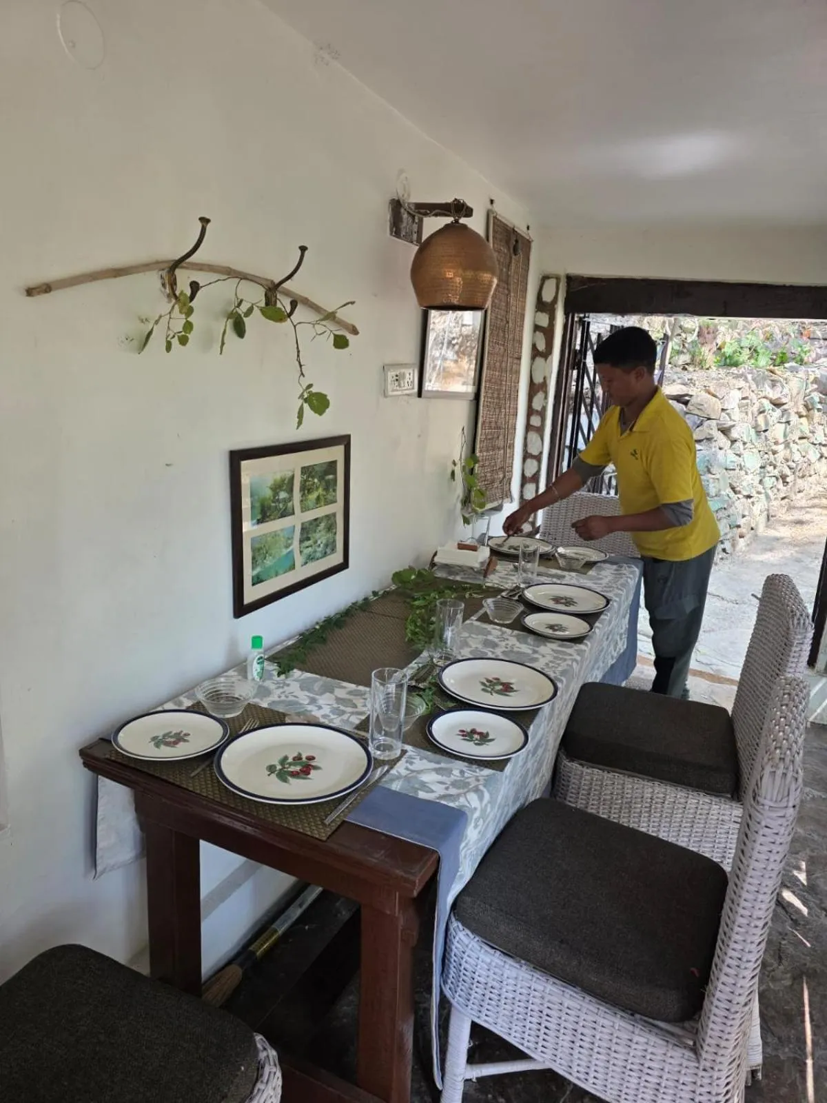 Dining area in Samira's Birds & Butterflies Park-Spashram Ganga Beach Retreat