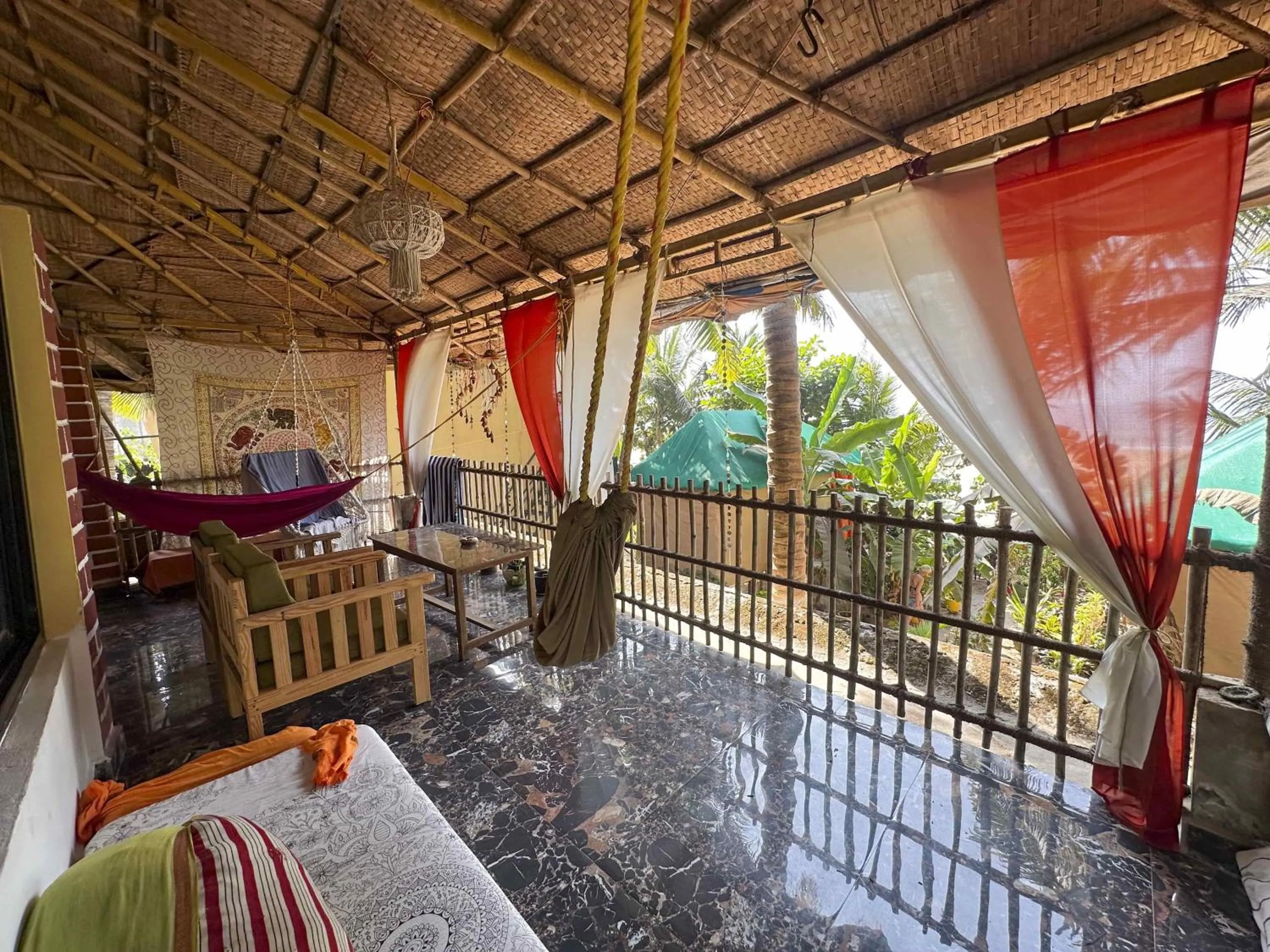 View (from property/room), Bed in Secret Garden Agonda Beach Resort