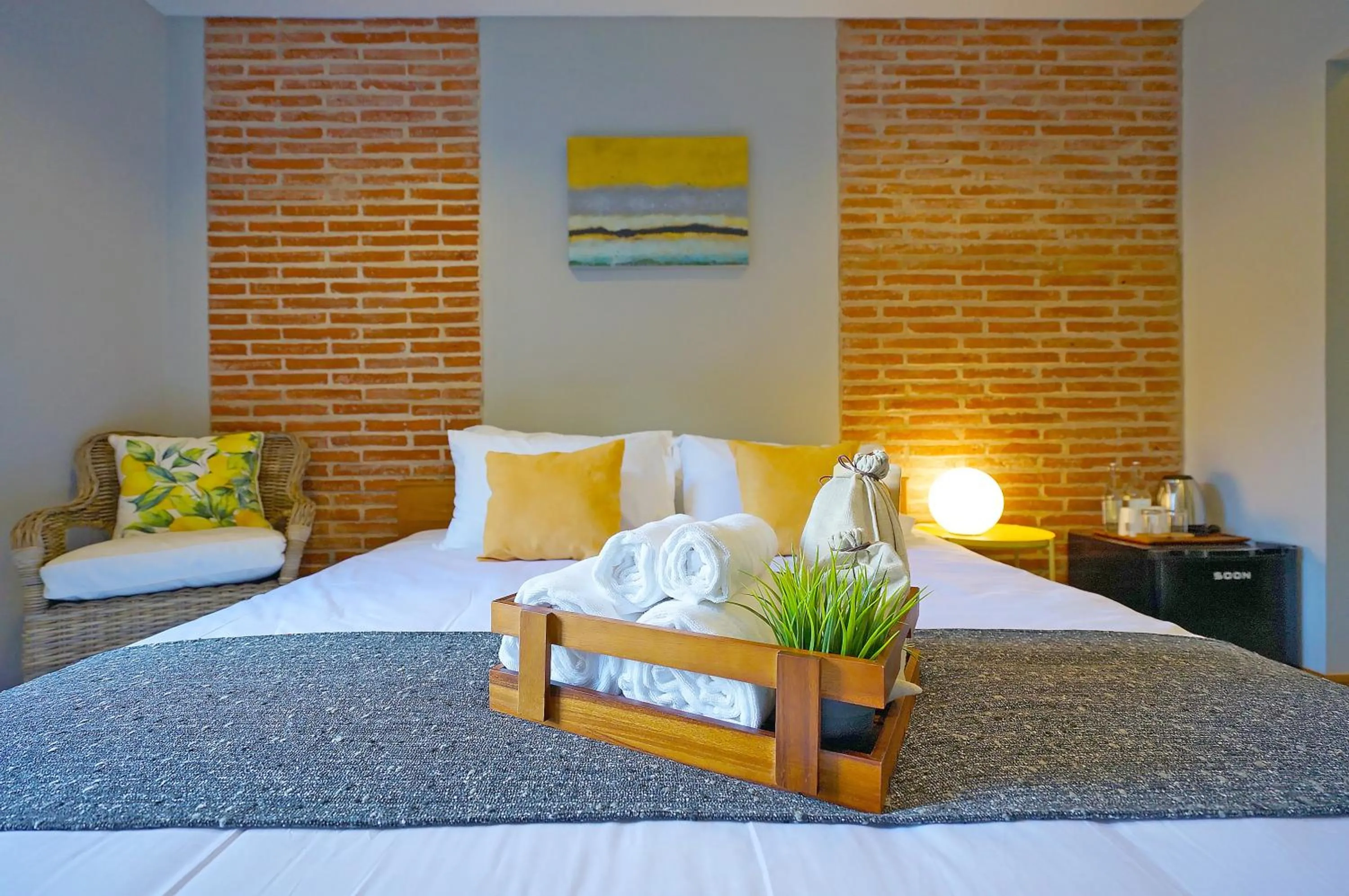 Bedroom, Bed in Yellow Pillow village