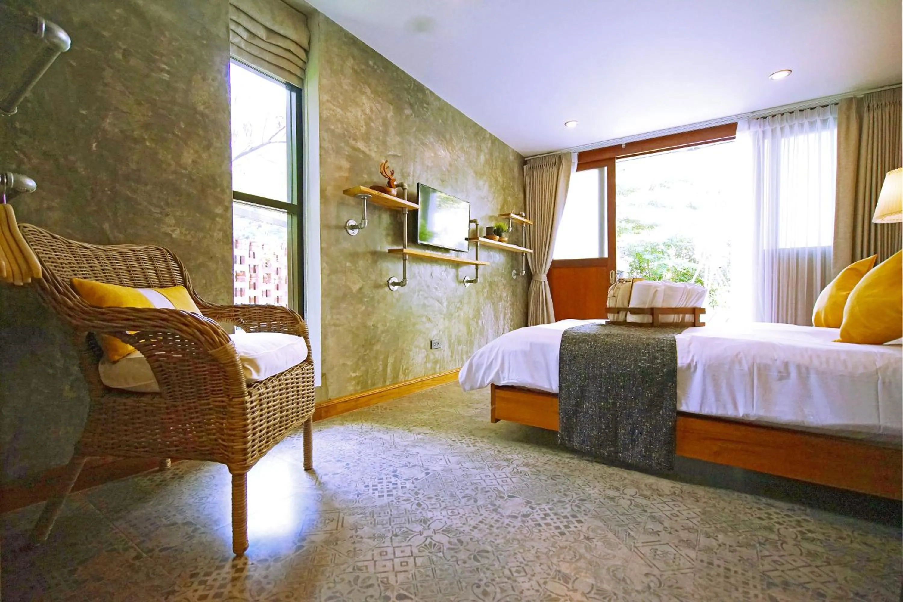 Bedroom, Bed in Yellow Pillow village