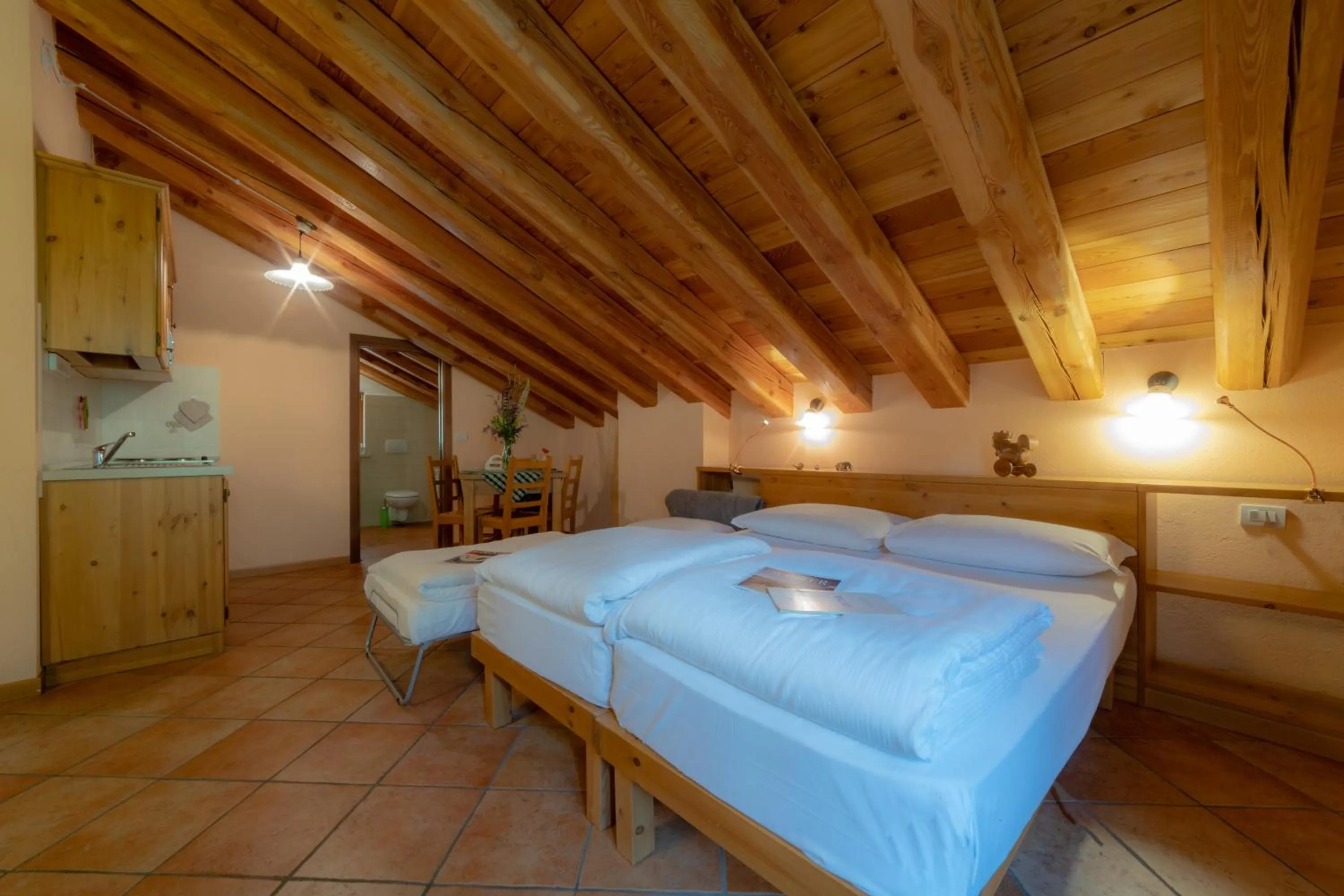 Kitchen or kitchenette, Bed in Walsertal Residence