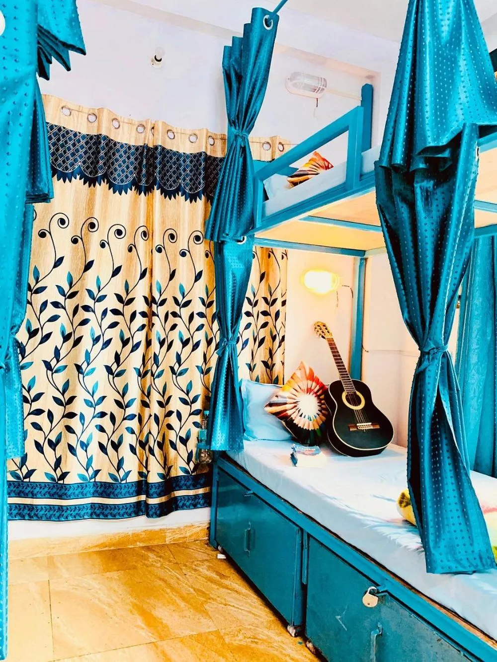 Bed in Skyard Hostel Rishikesh Laxman Jhula