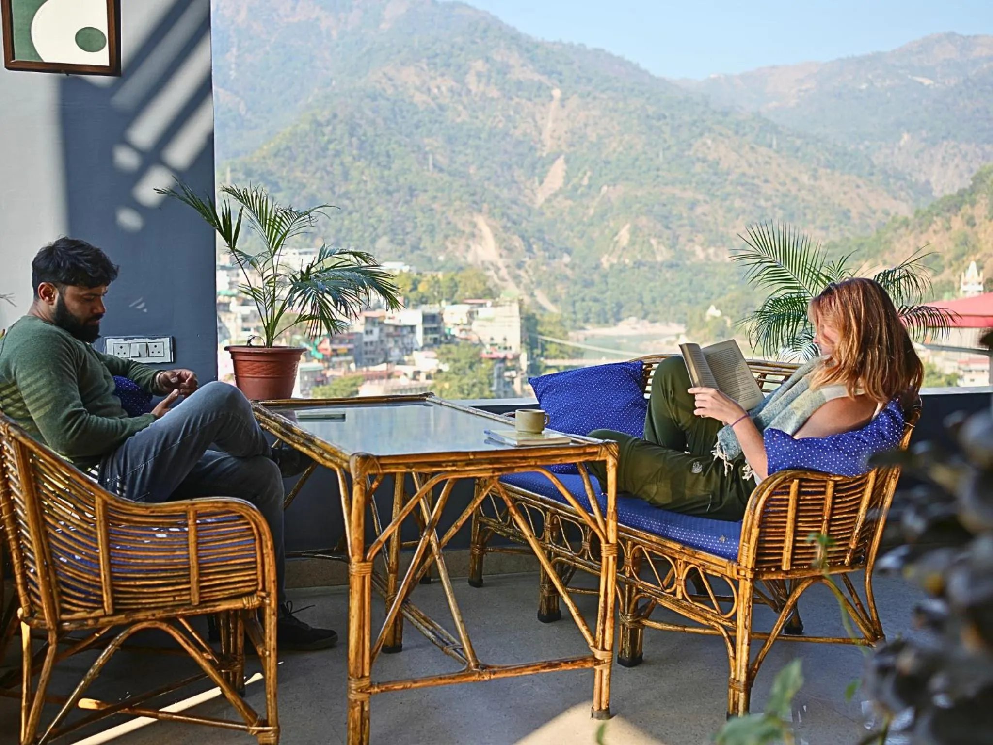 Patio in Skyard Hostel Rishikesh Laxman Jhula