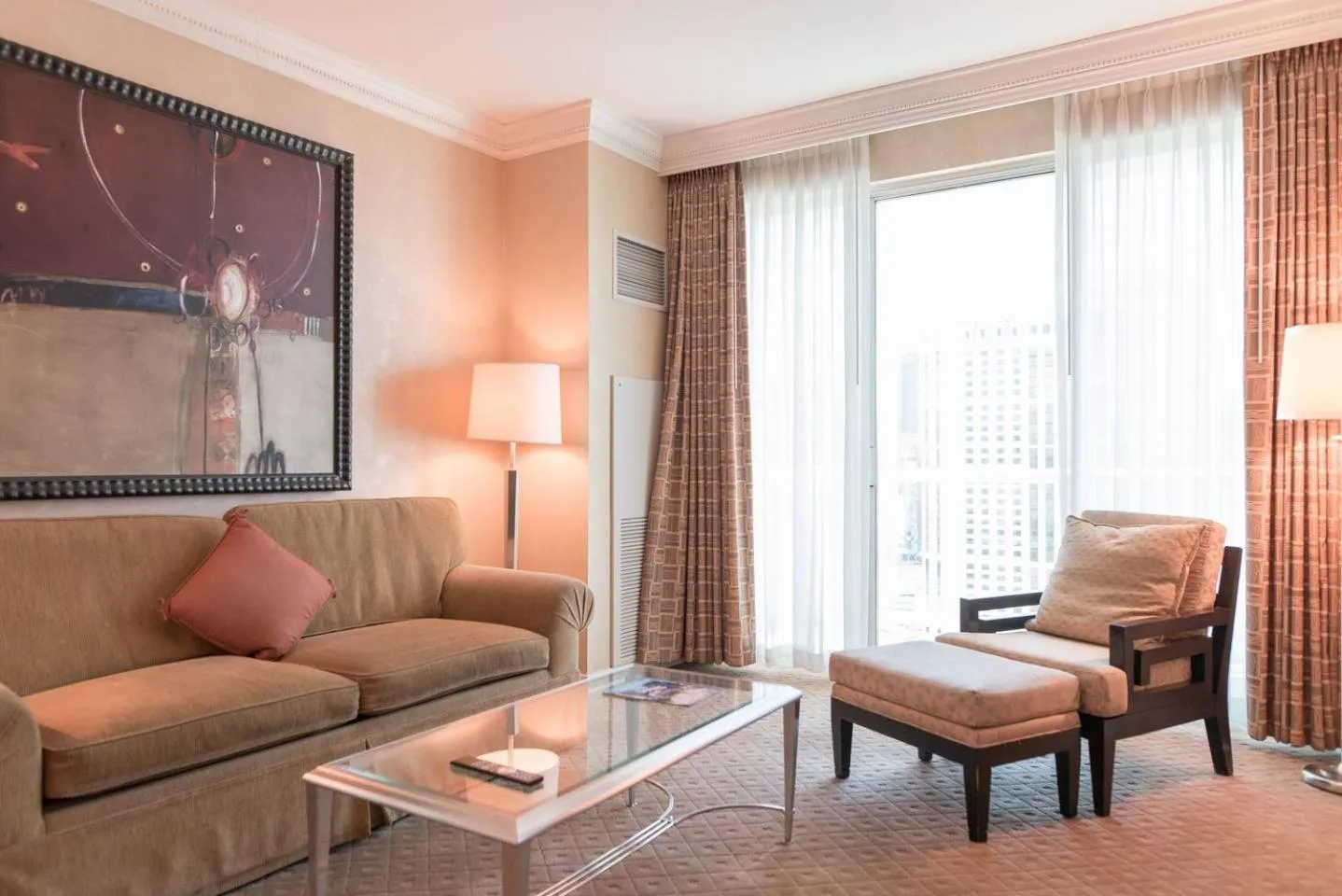 Living room in True 1BR Balcony Suite with Strip View at MGM Signature