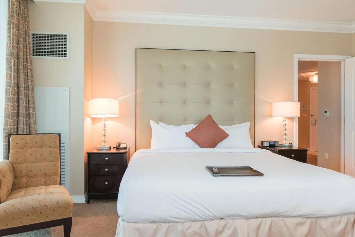 Bed in True 1BR Balcony Suite with Strip View at MGM Signature