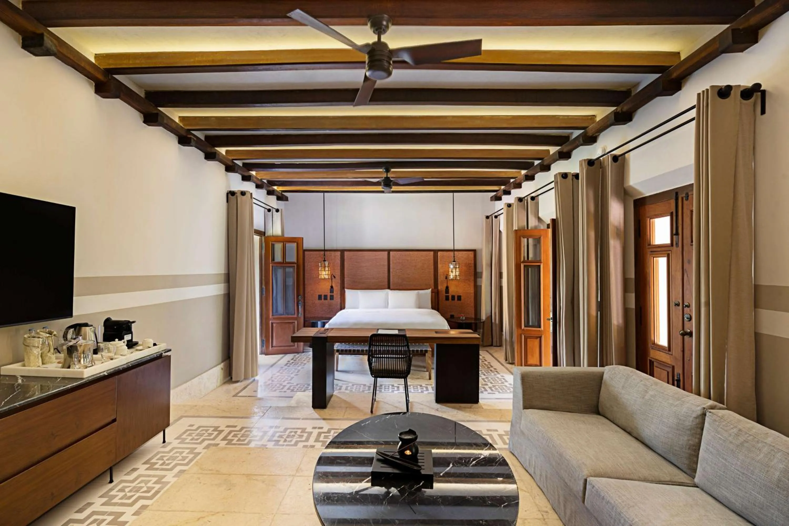 Dining area, Bed in Hacienda Xcanatun, Angsana Heritage Collection
