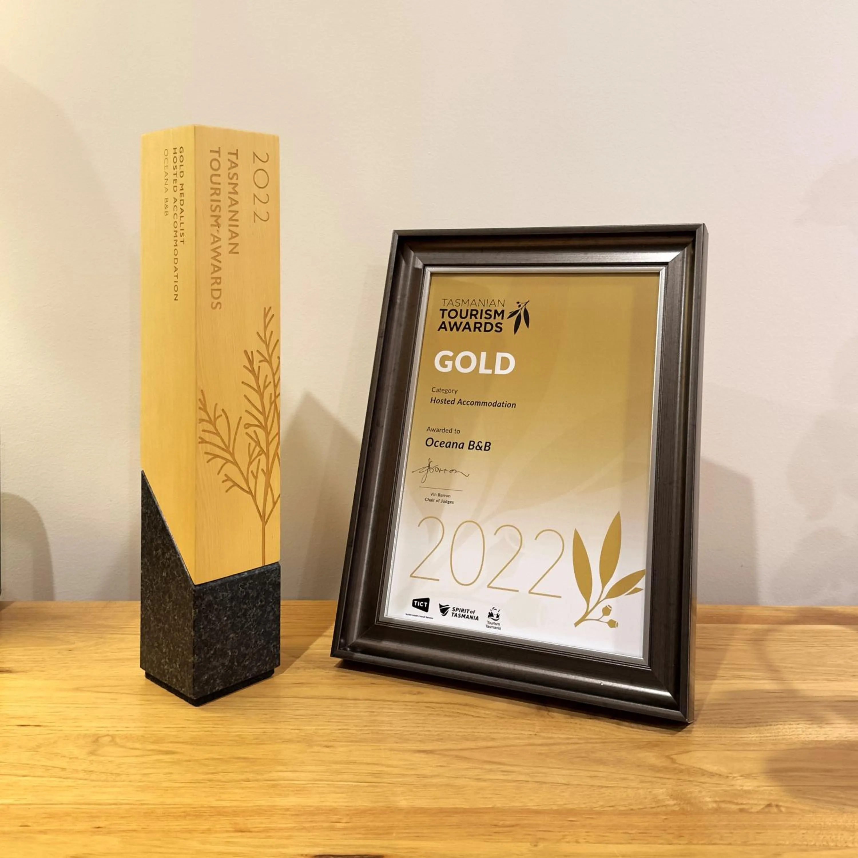 Certificate/Award in Oceana B&B