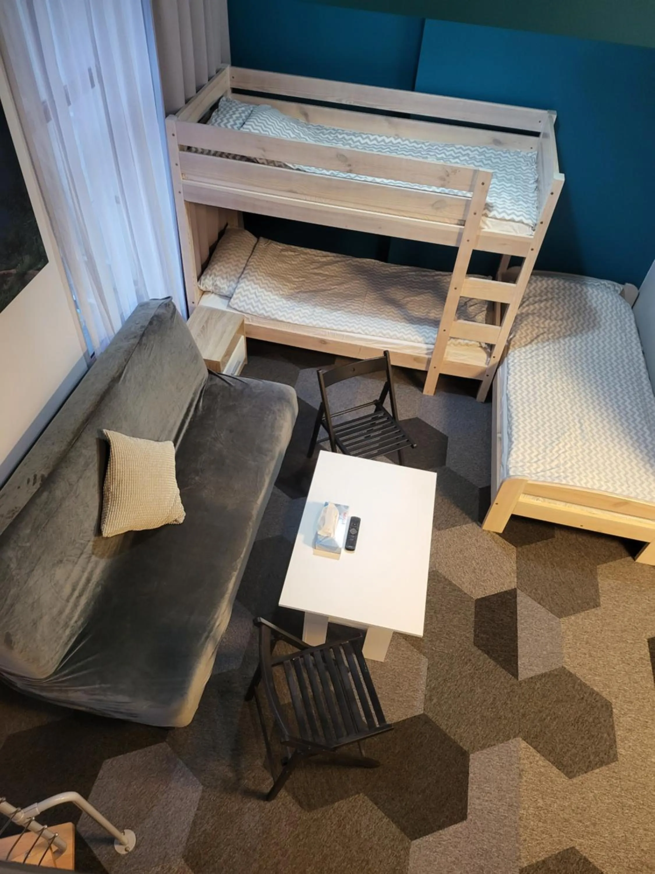 Seating area, Bed in Moon Hostel Poznań