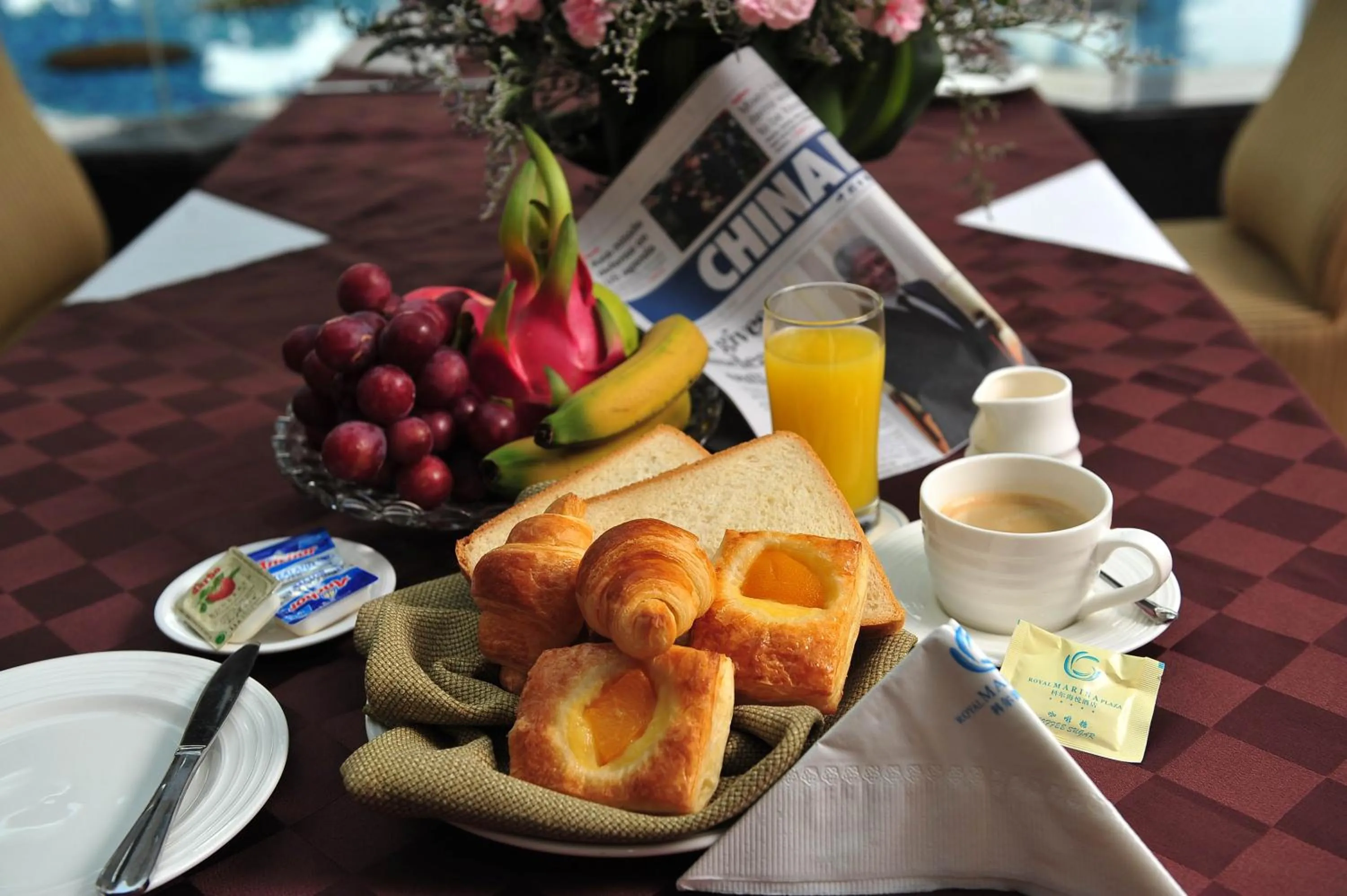 American breakfast in The Royal Marina Plaza Hotel Guangzhou