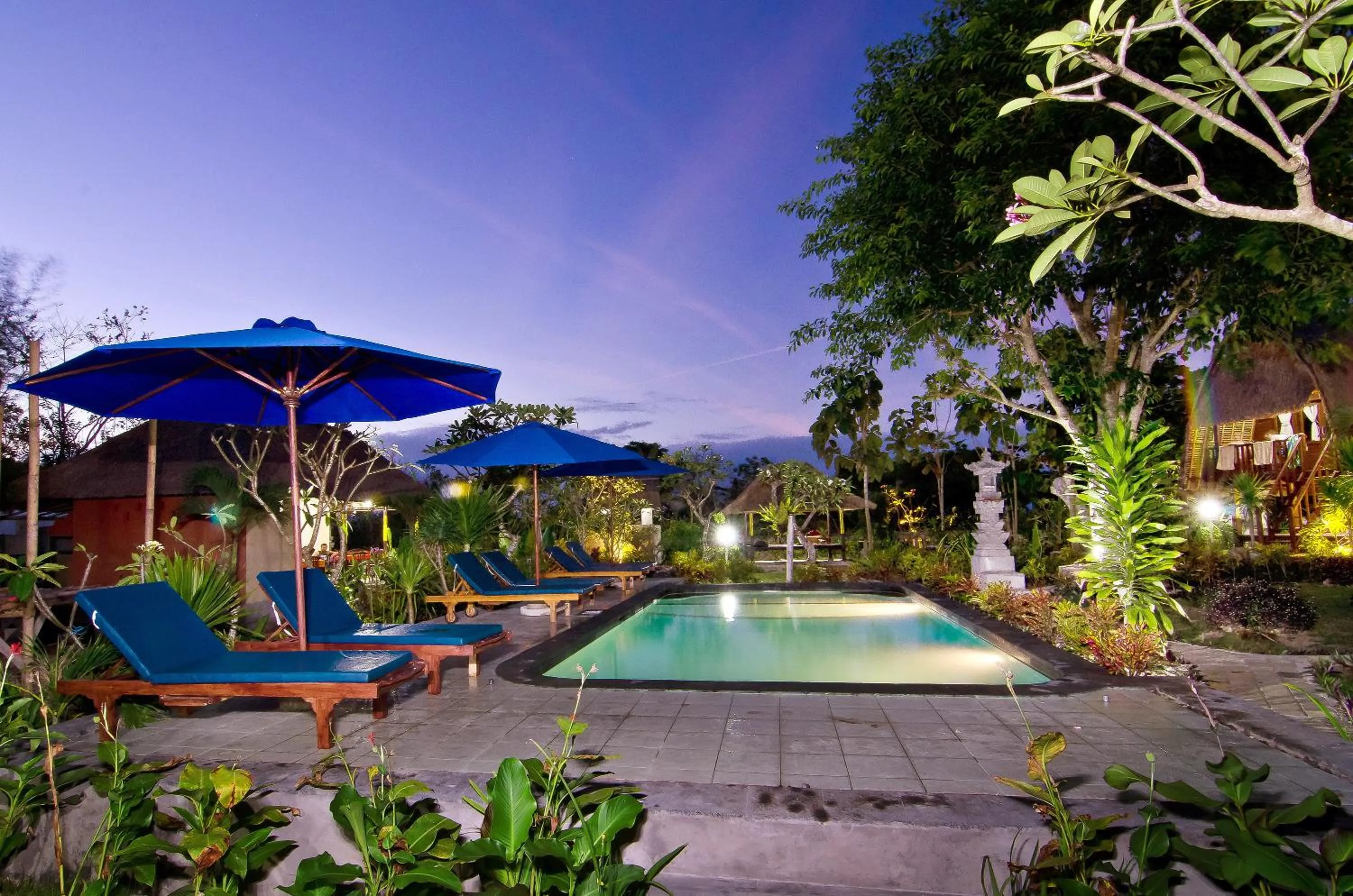 Pool view in Lotus Garden Huts