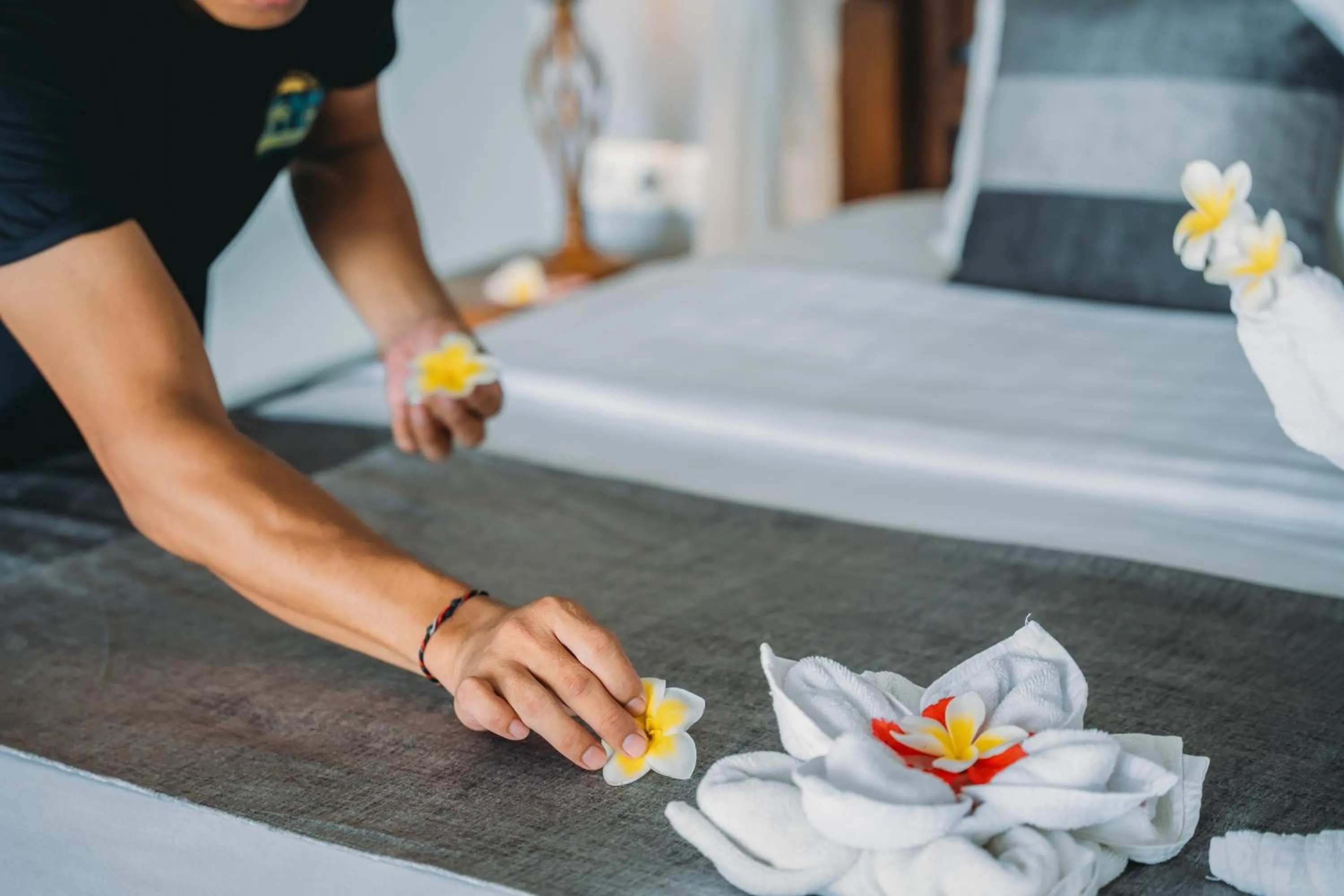 Bed in Puri Wirata Dive Resort and Spa Amed