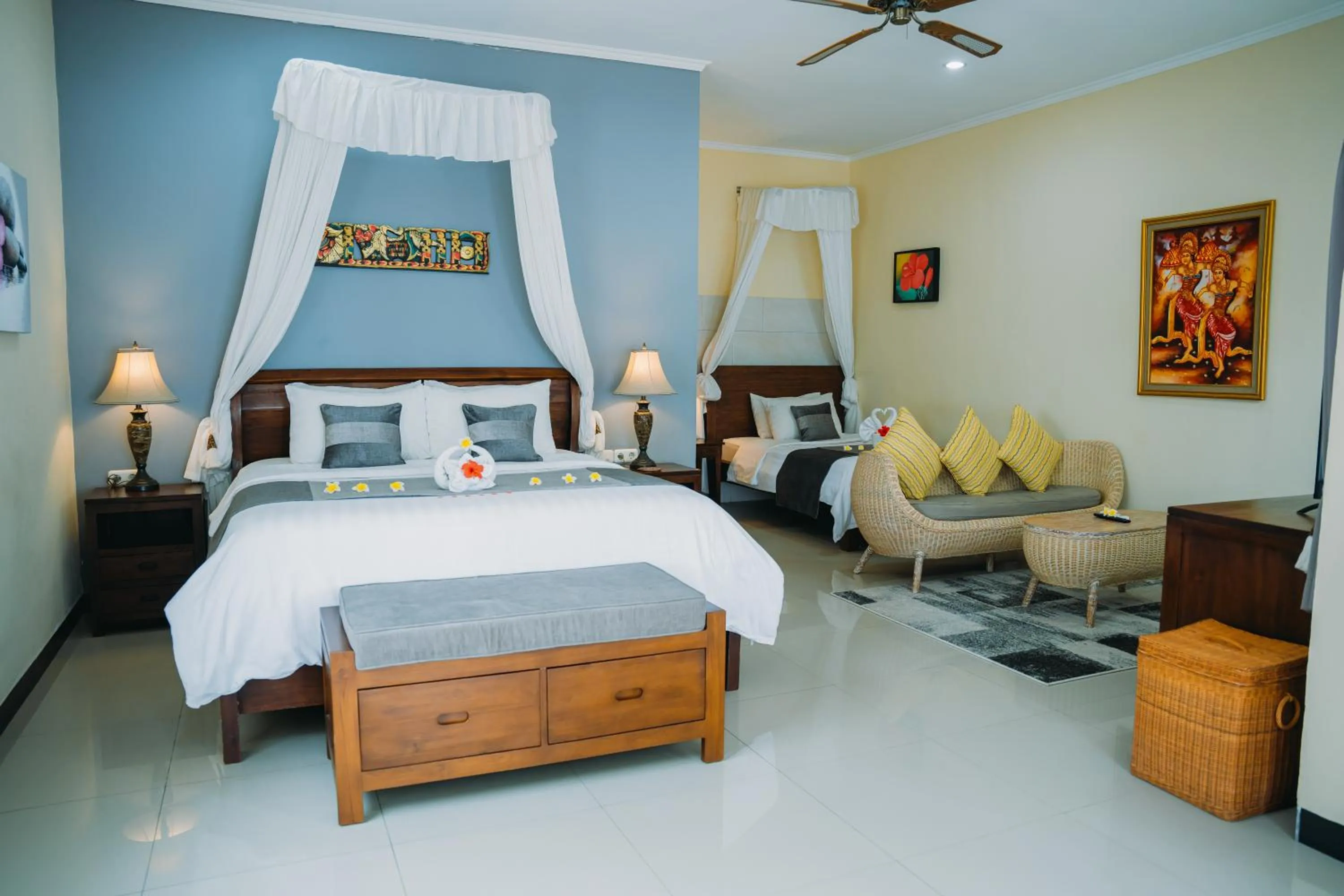 Bed in Puri Wirata Dive Resort and Spa Amed