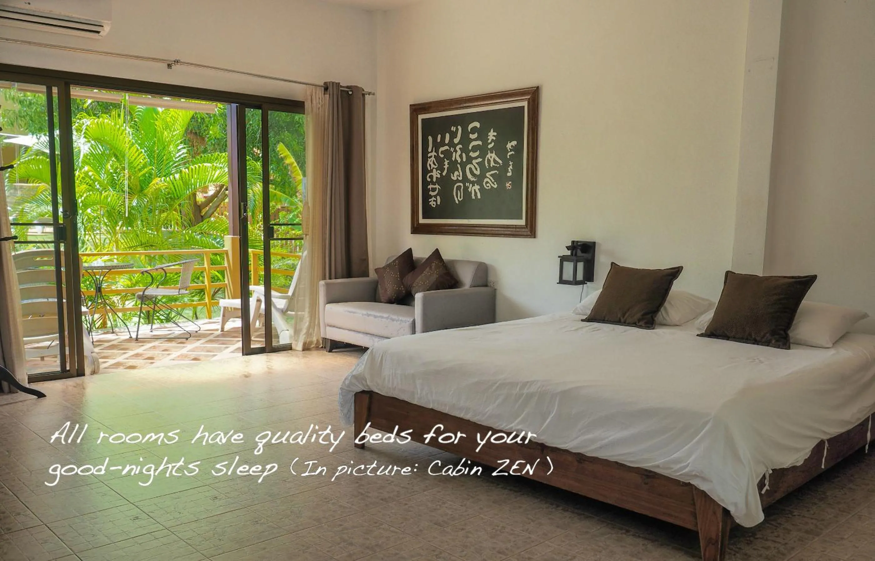 Seating area, Bed in Escape-Cabins