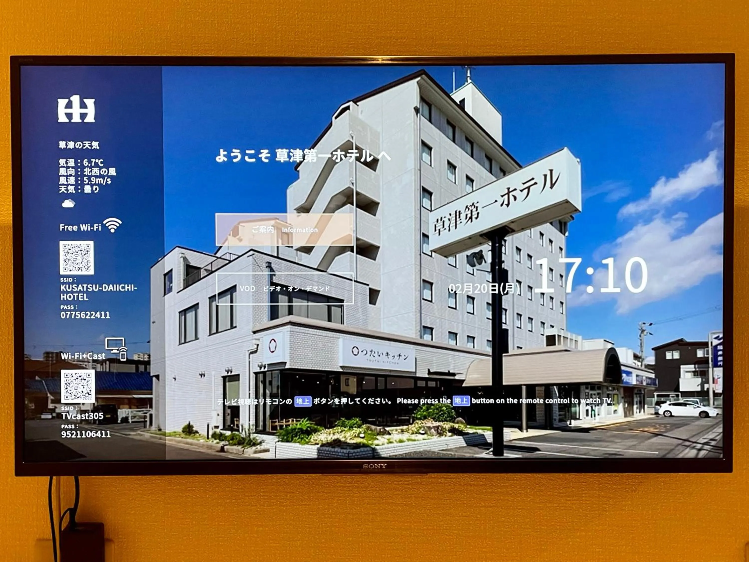 TV and multimedia in Kusatsu Daiichi Hotel