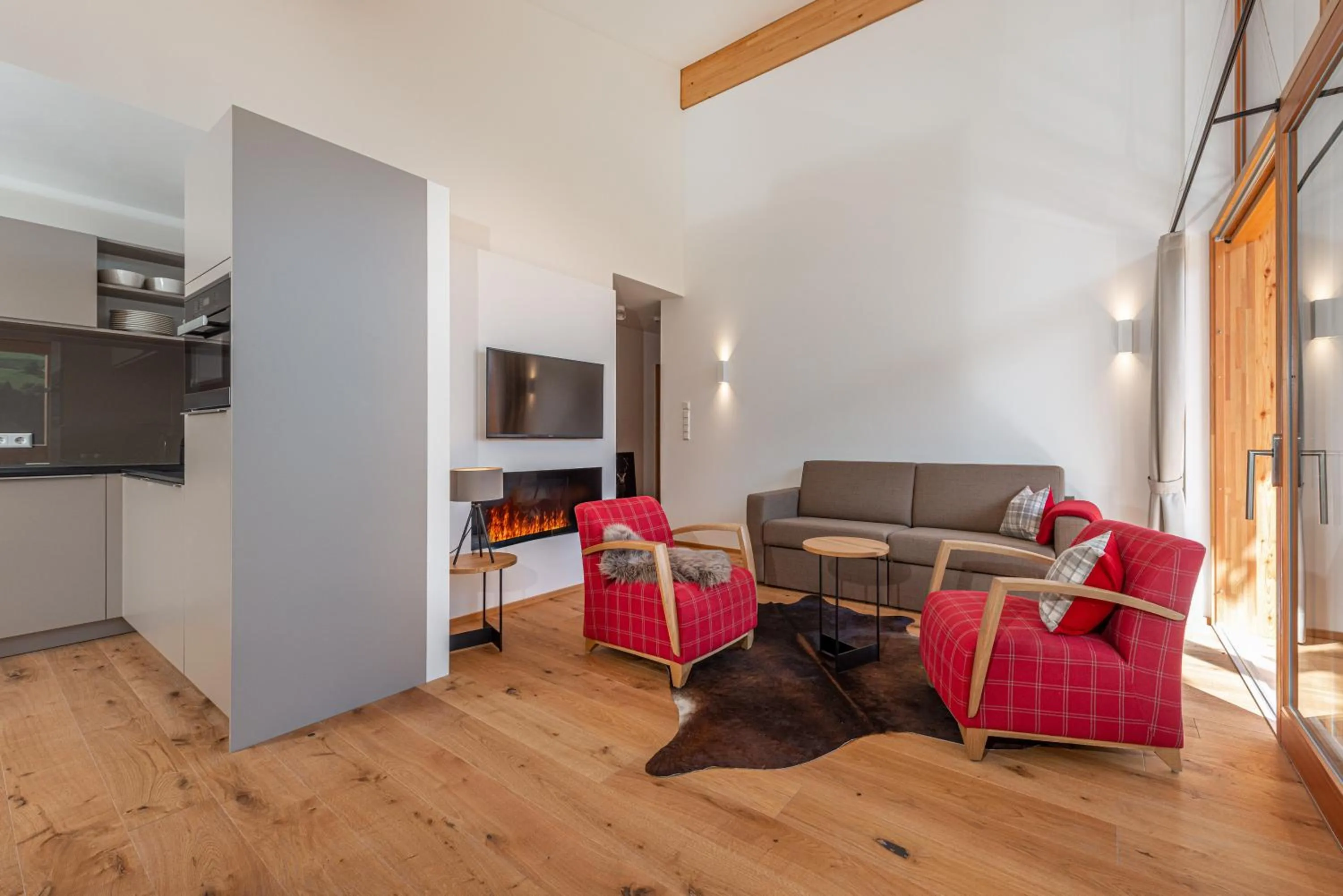 Living room in Skylodge Alpine Homes