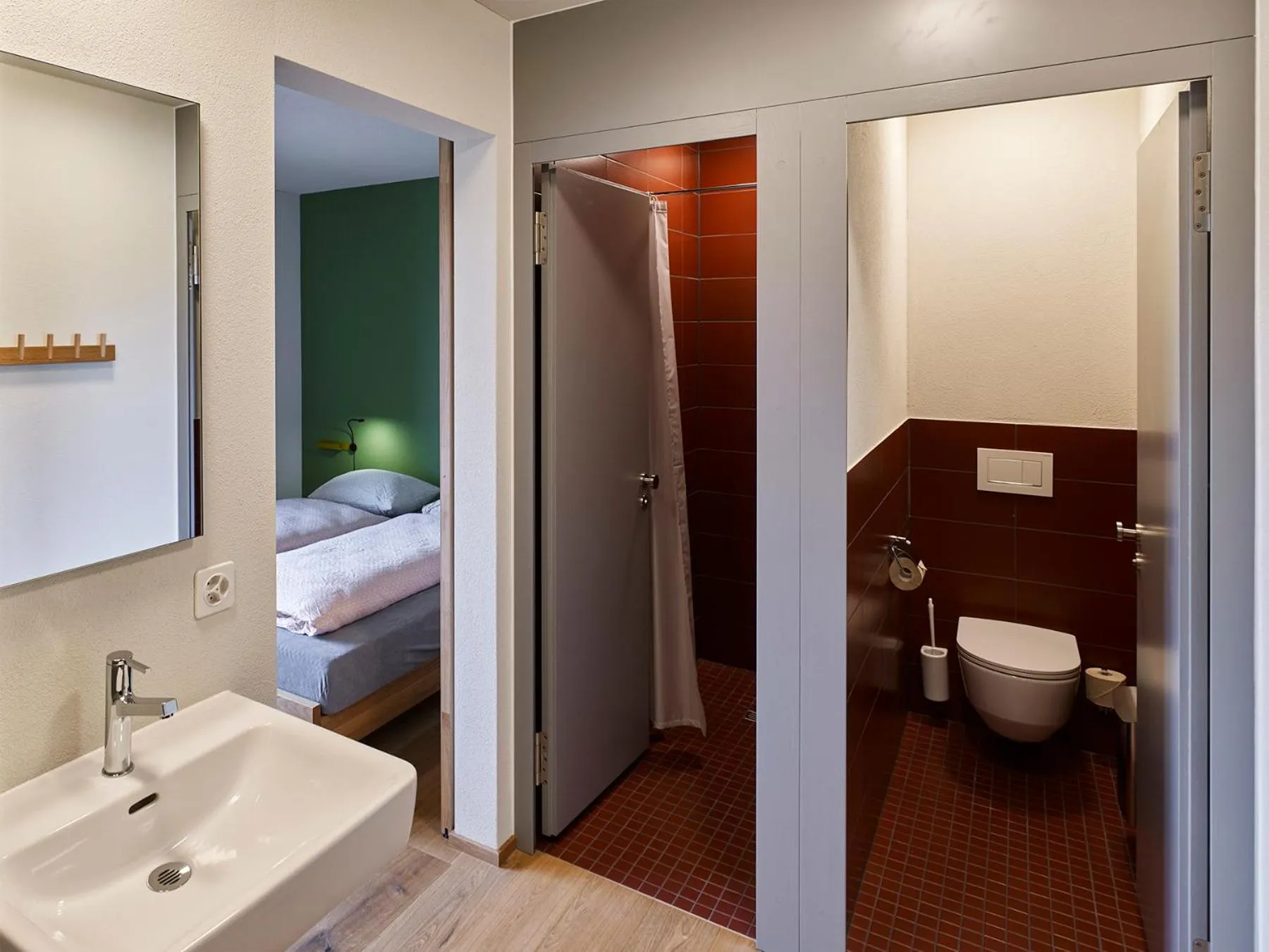 Bathroom, Bed in Schaan-Vaduz Youth Hostel